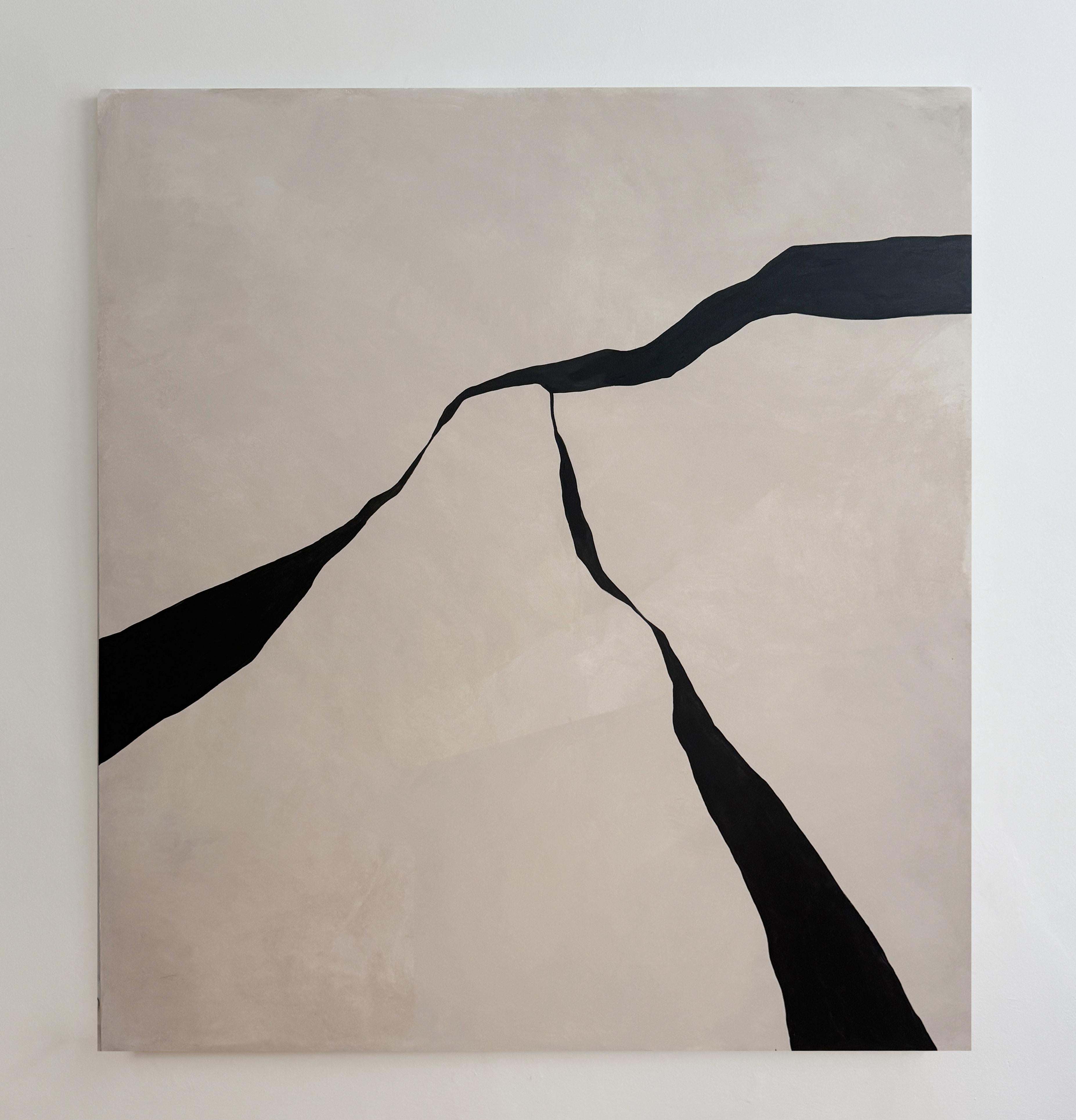 ABSTRACT Big Size Minimalism Painting Textil Spanish Artist Alicia Gimeno Black For Sale 1