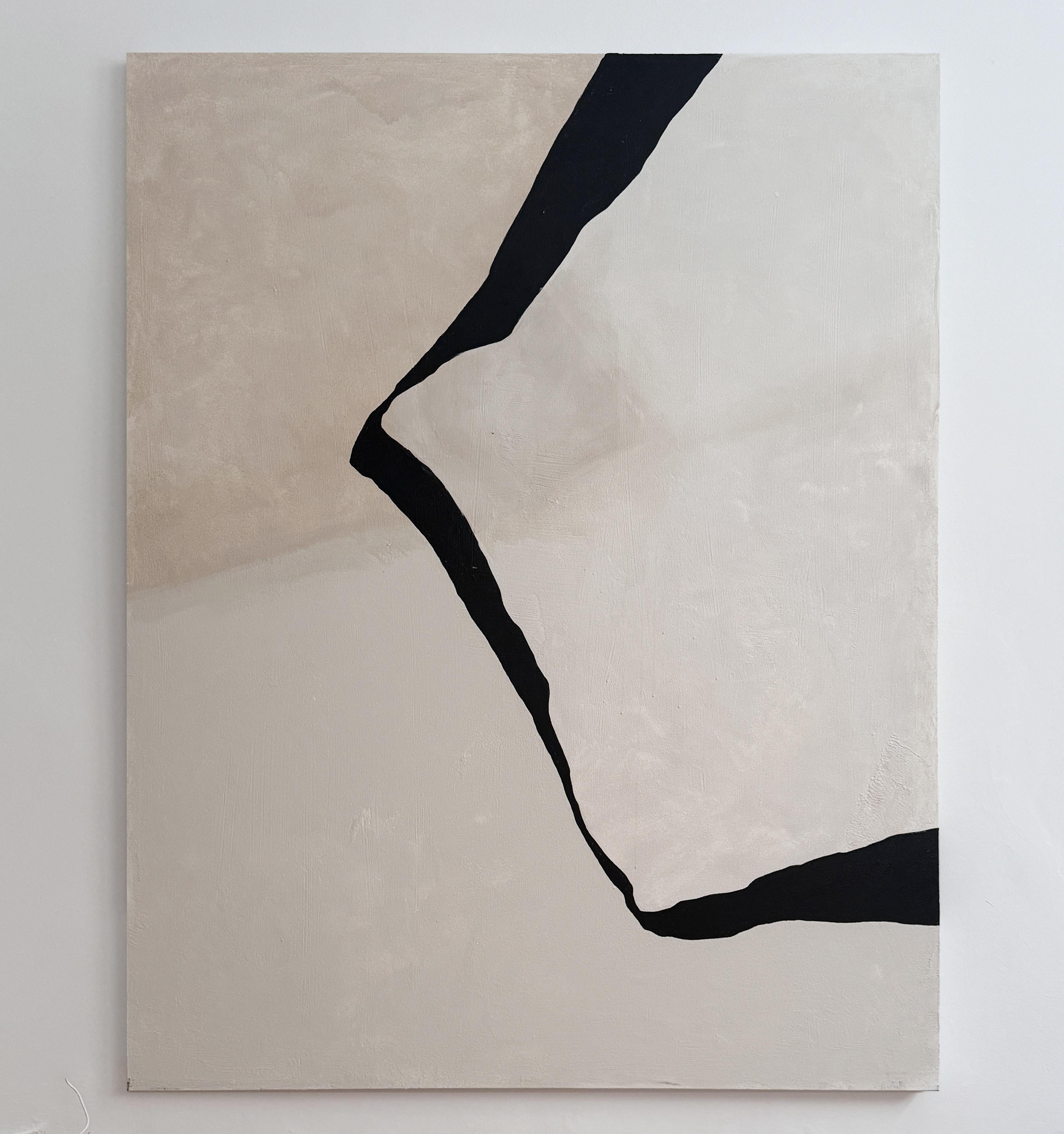 ABSTRACT Gran Tamaño Minimalismo Pintura Textil Artista Española Alicia Gimeno Negro en venta 1