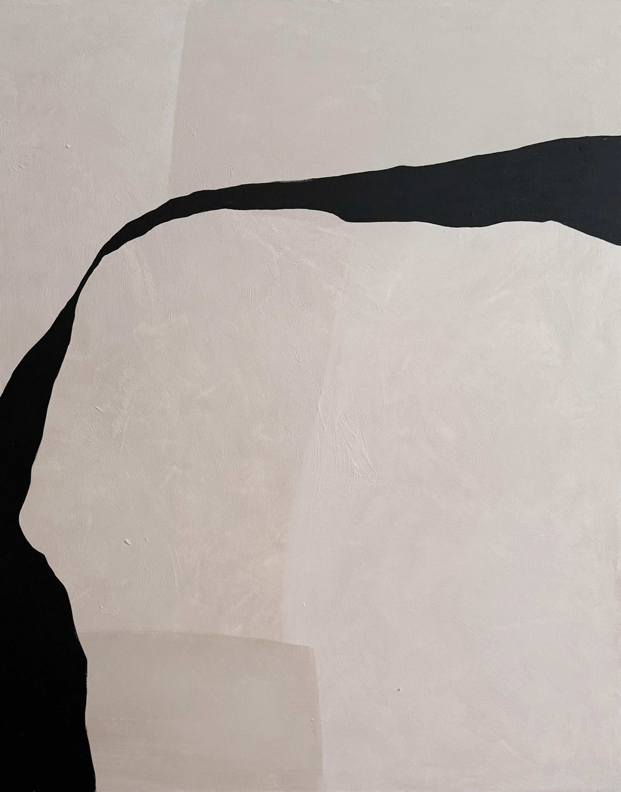 ABSTRACT Gran Tamaño Minimalismo Pintura Textil Artista Española Alicia Gimeno Negro en venta 1