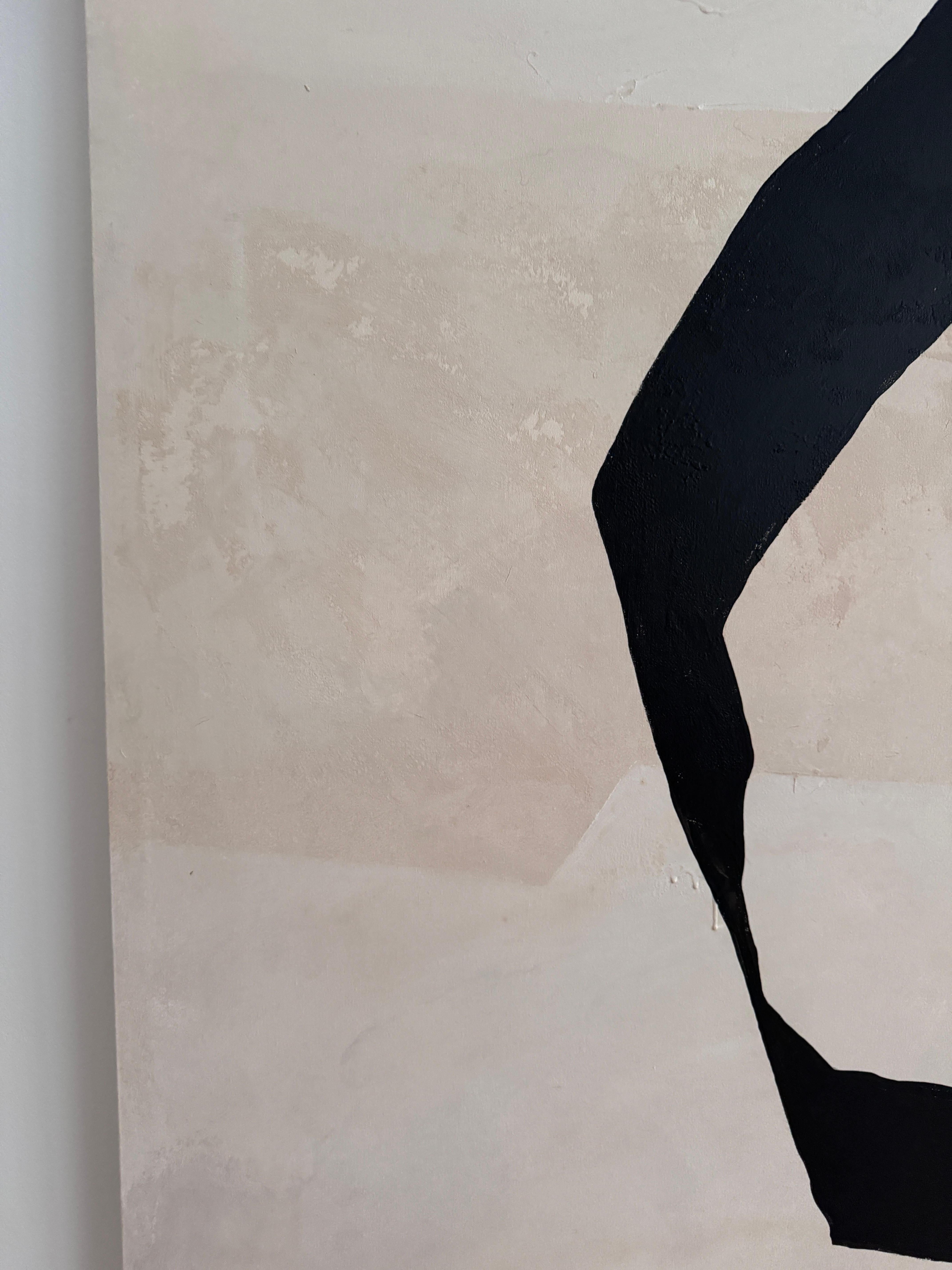 ABSTRACT Big Size Minimalism Painting Textil Spanish Artist Alicia Gimeno Black For Sale 2