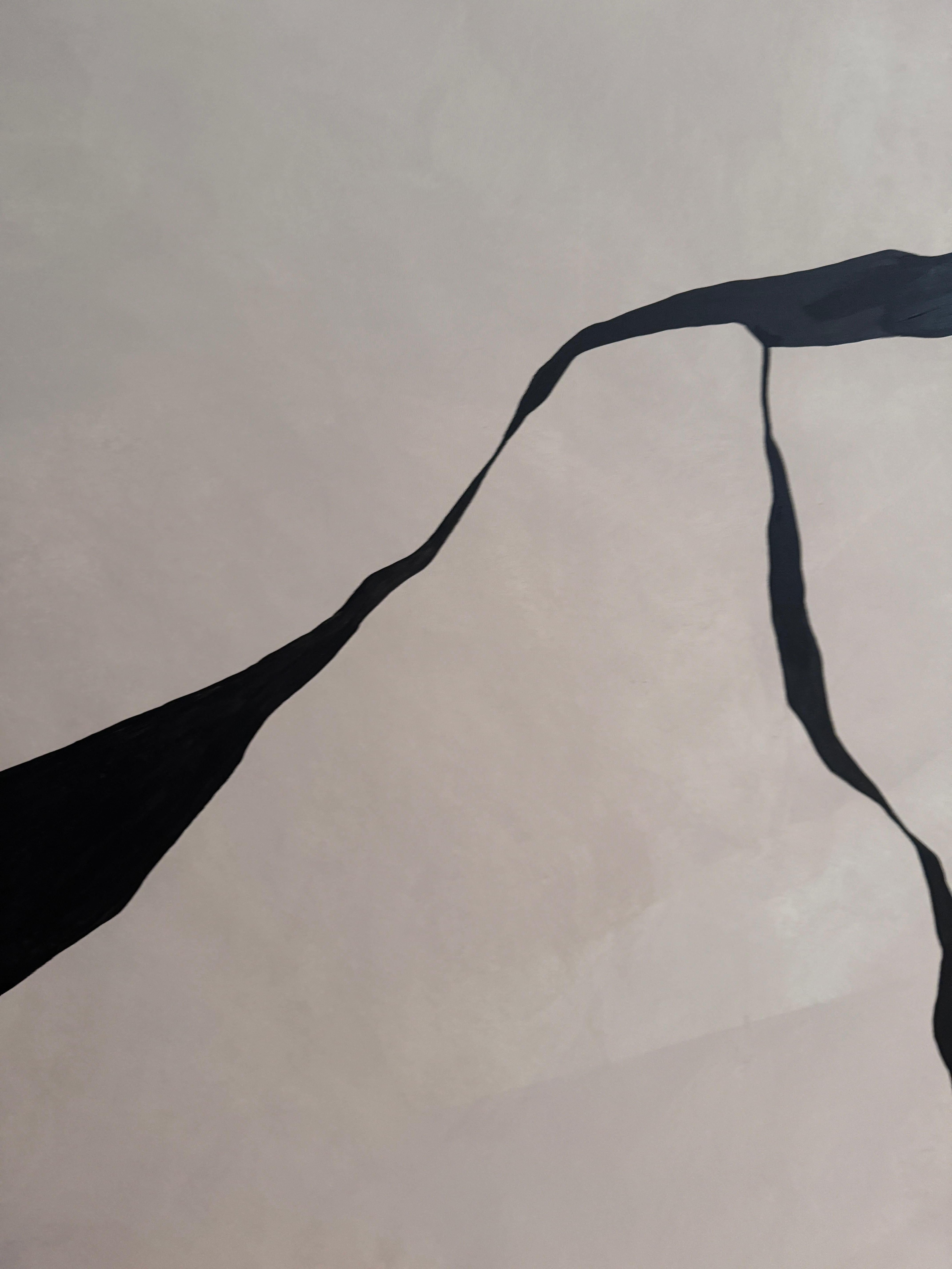 ABSTRACT Big Size Minimalism Painting Textil Spanish Artist Alicia Gimeno Black For Sale 2