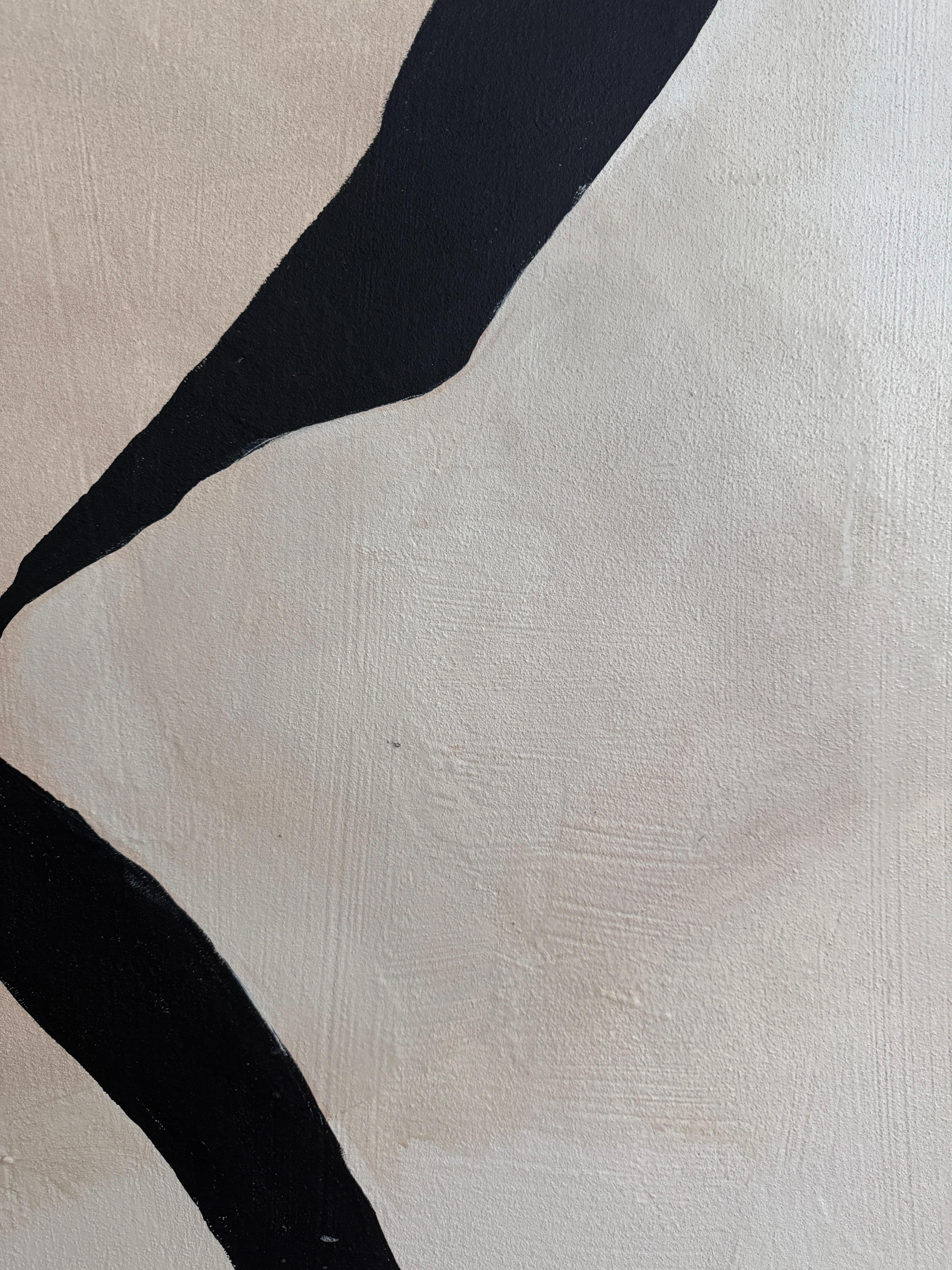 ABSTRACT Gran Tamaño Minimalismo Pintura Textil Artista Española Alicia Gimeno Negro en venta 3