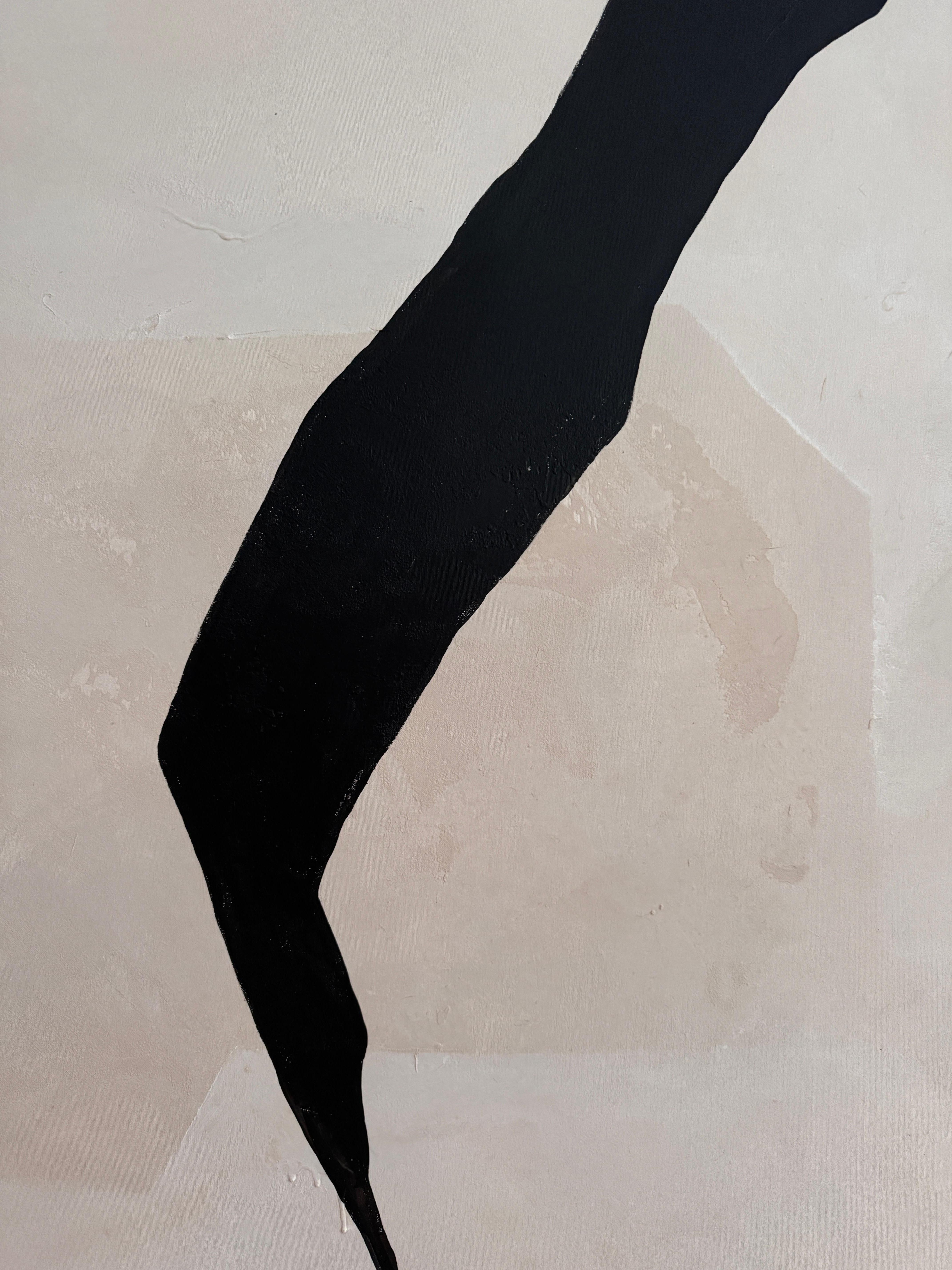 ABSTRACT Big Size Minimalism Painting Textil Spanish Artist Alicia Gimeno Black For Sale 4