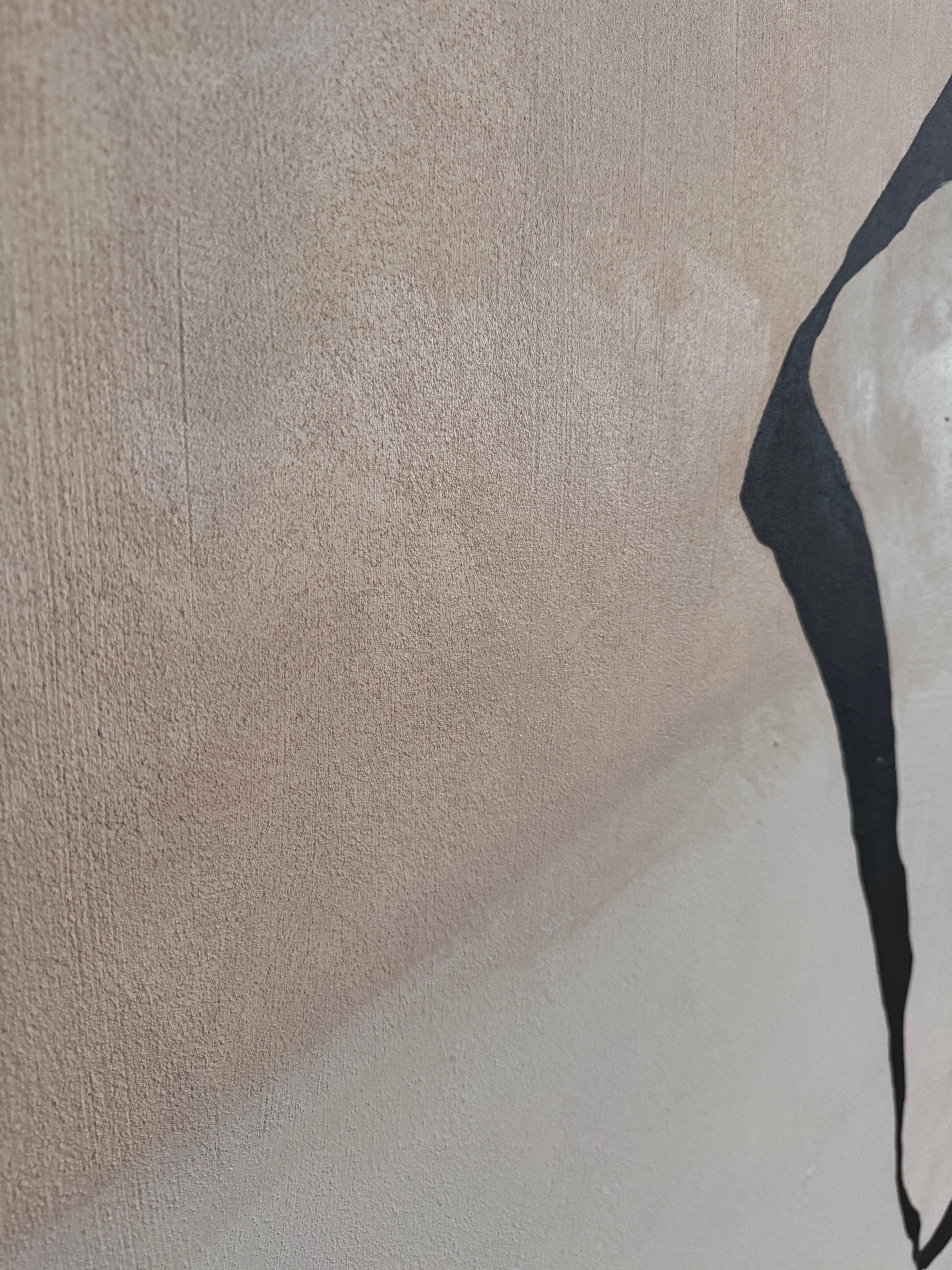 ABSTRACT Gran Tamaño Minimalismo Pintura Textil Artista Española Alicia Gimeno Negro en venta 4