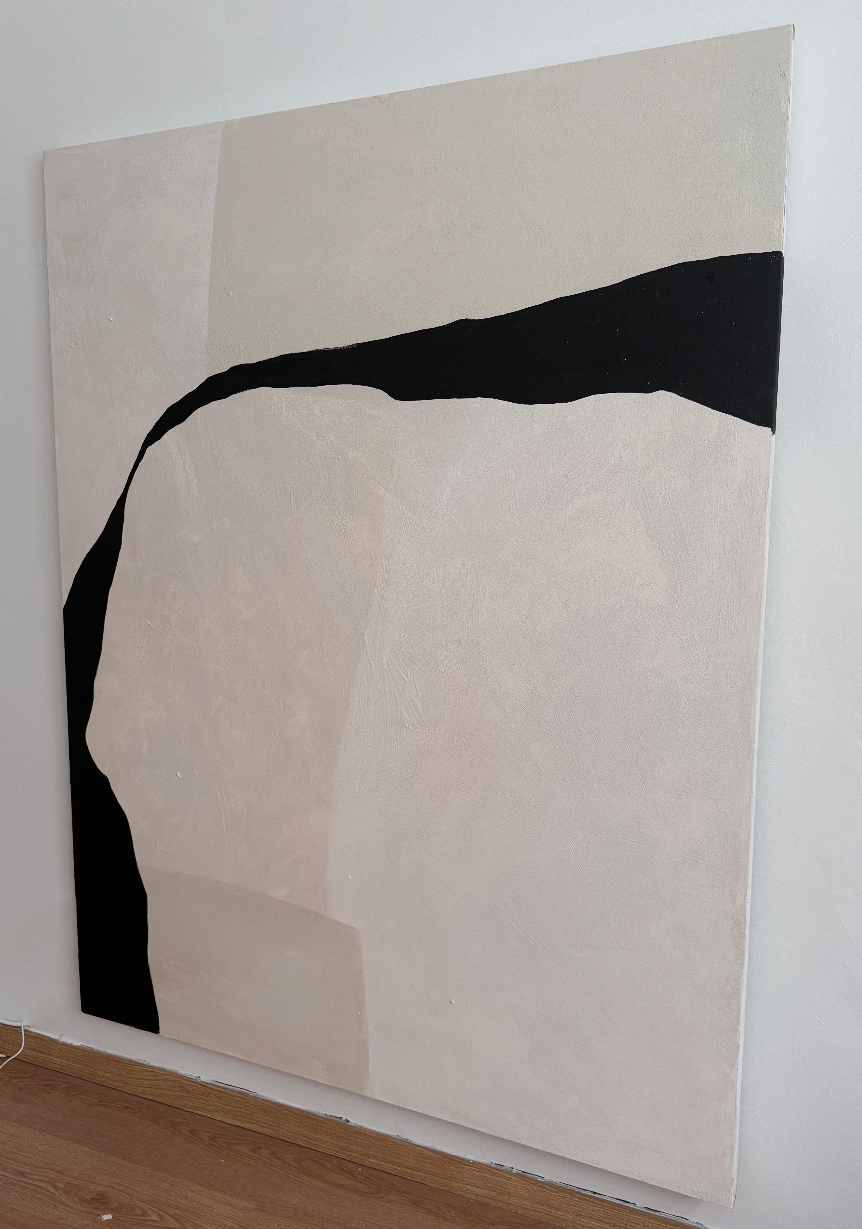 ABSTRACT Gran Tamaño Minimalismo Pintura Textil Artista Española Alicia Gimeno Negro en venta 4