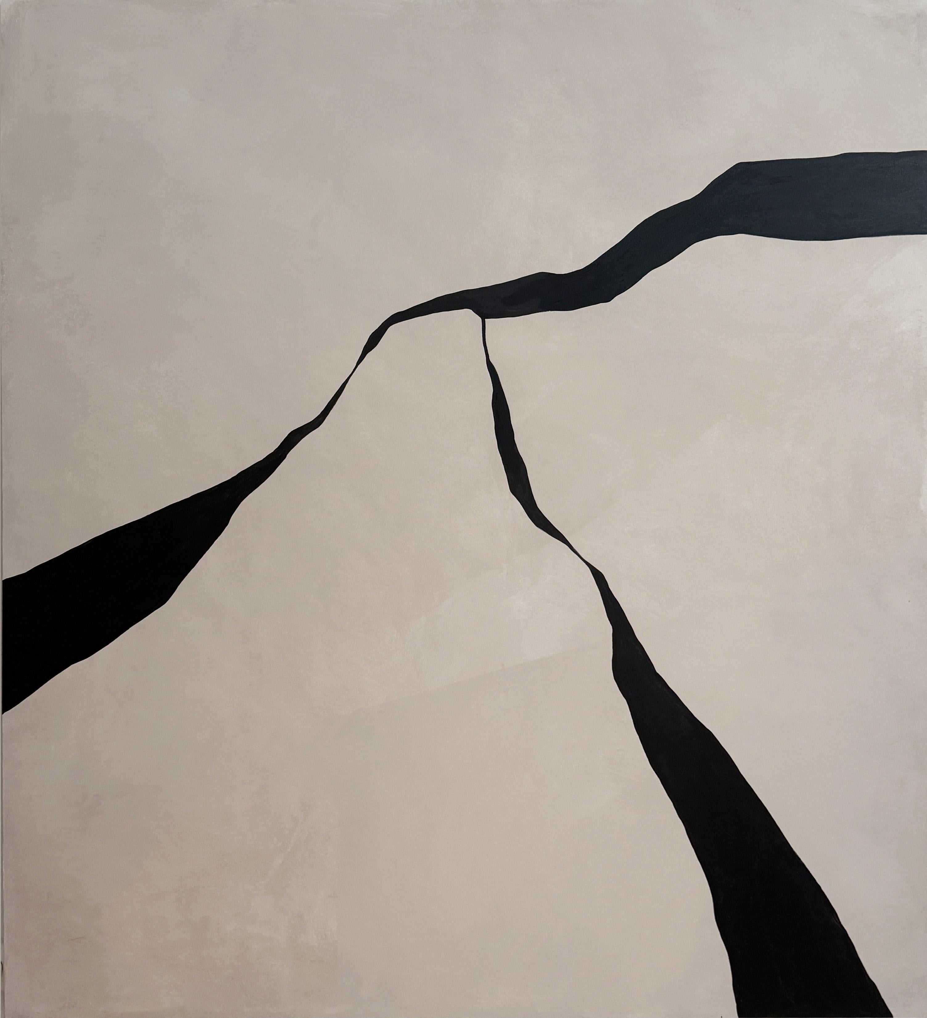 ABSTRACT Big Size Minimalism Painting Textil Spanish Artist Alicia Gimeno Black For Sale 7