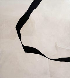 ABSTRACT Peinture grand format minimaliste textile de l'artiste espagnole Alicia Gimeno Black