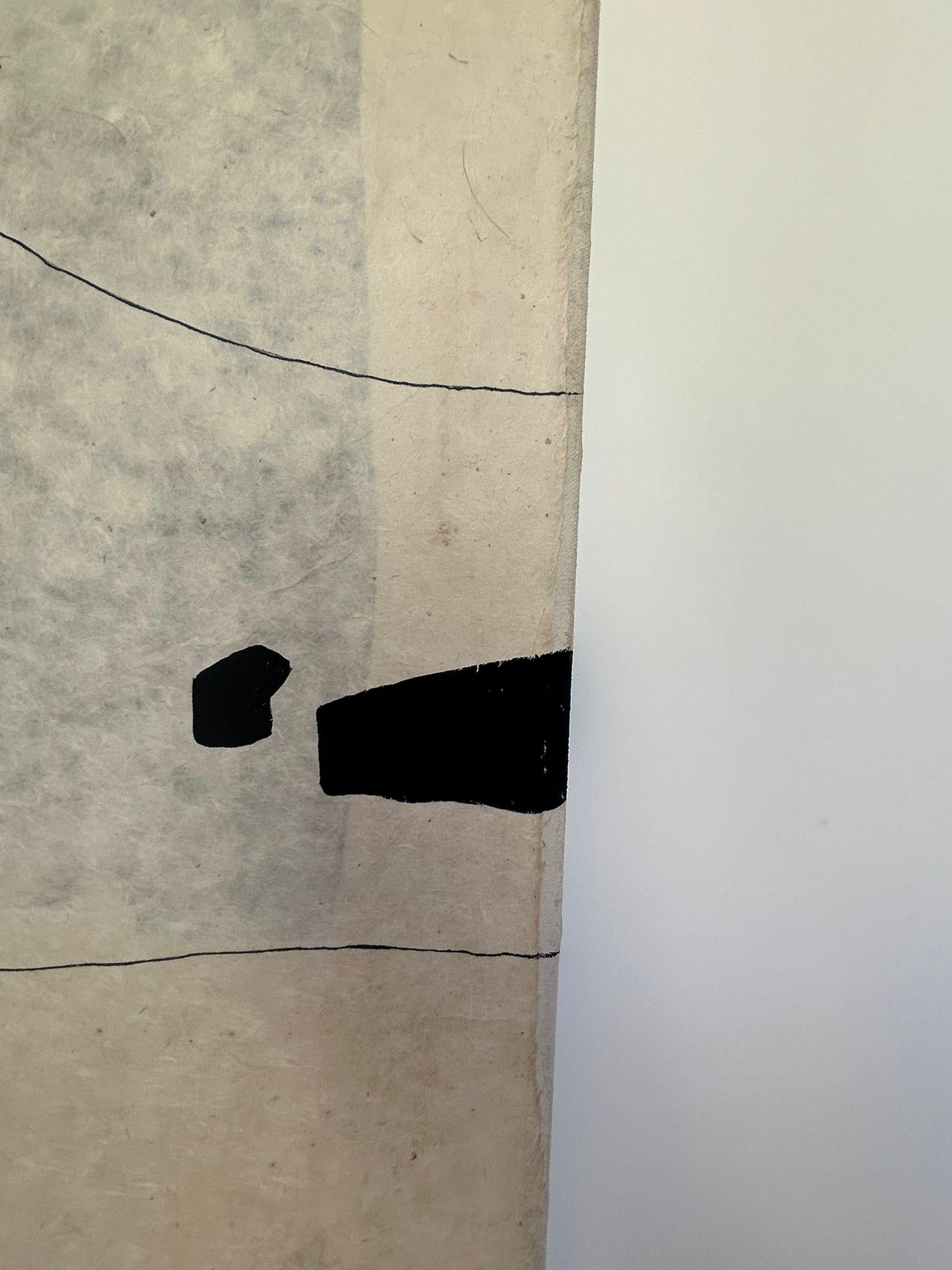 ABSTRACT. Black and white painting by Spanish Artist minimal Untitled 2023 - Painting by Alicia Gimeno