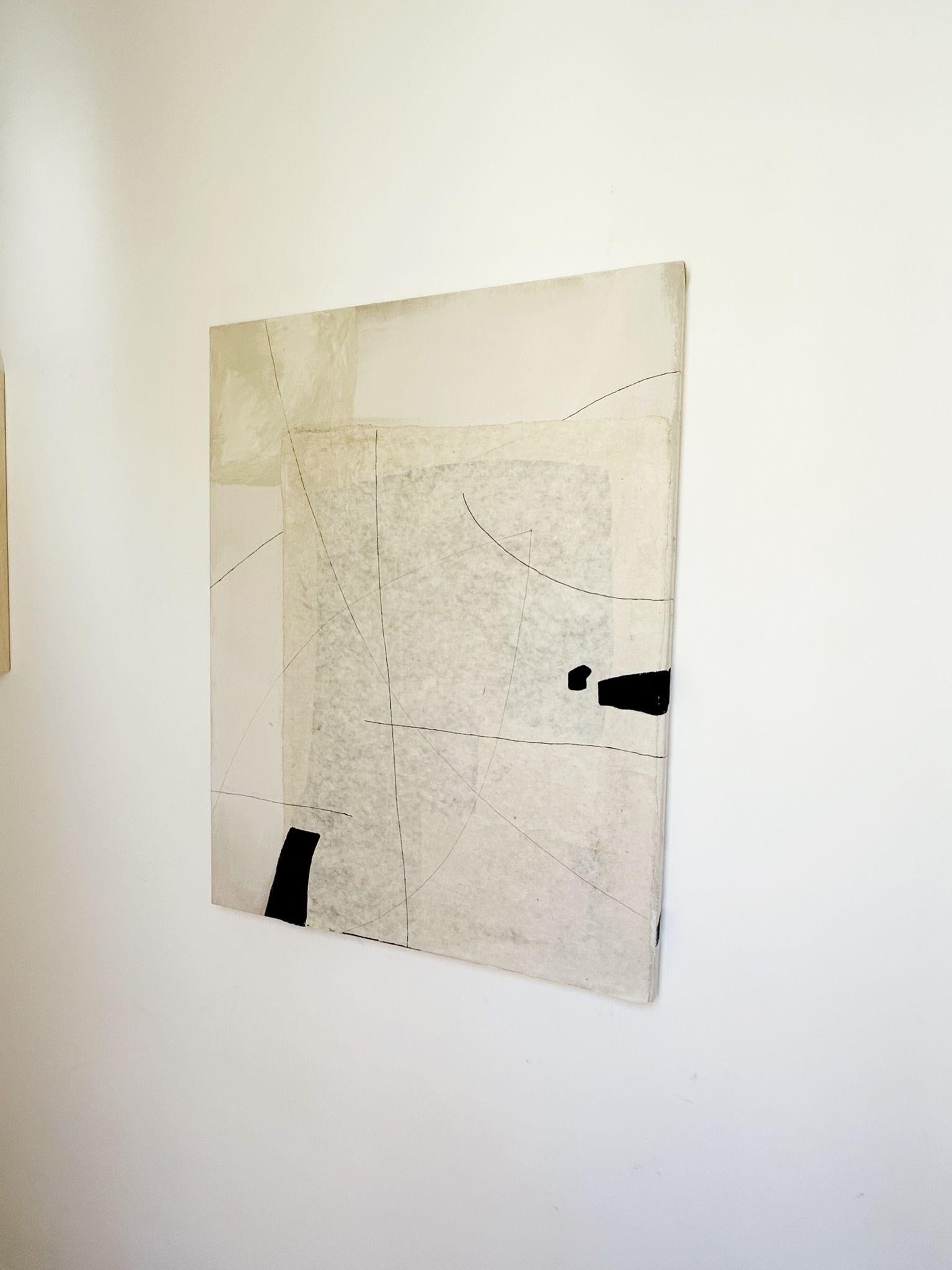 ABSTRACT. Black and white painting by Spanish Artist minimal Untitled 2023 - Abstract Painting by Alicia Gimeno