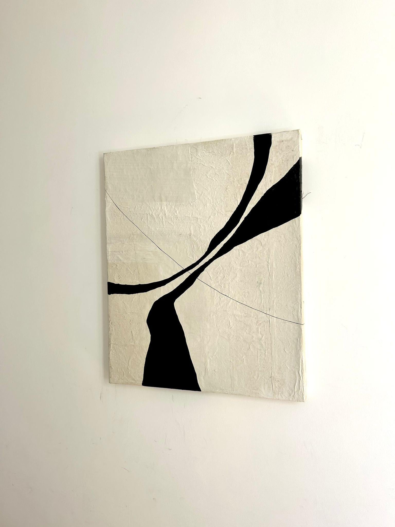 ABSTRACT. Quadro in bianco e nero dell'artista spagnolo minimal Untitled 2023 - Painting Astratto di Alicia Gimeno