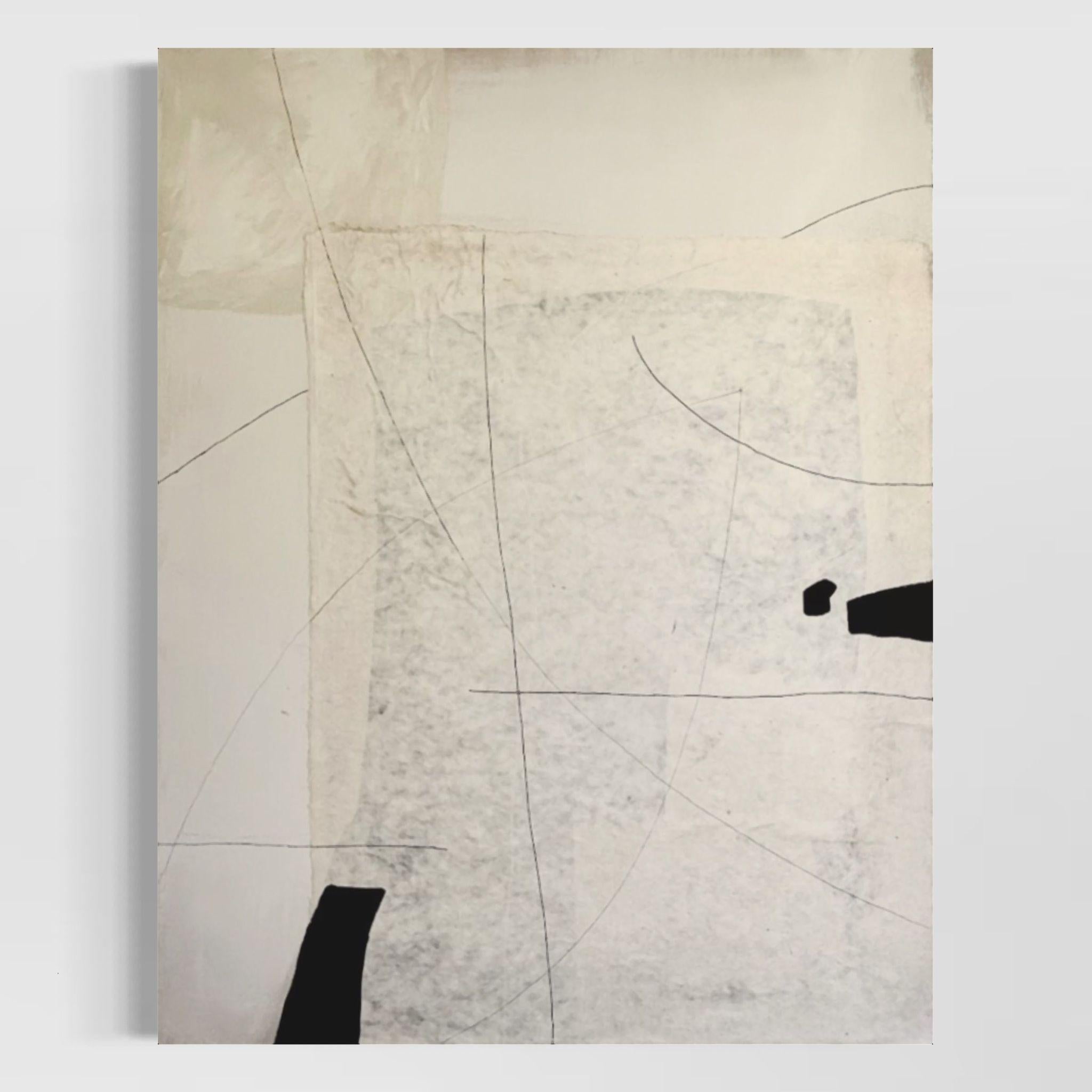 ABSTRACT. Black and white painting by Spanish Artist minimal Untitled 2023 1