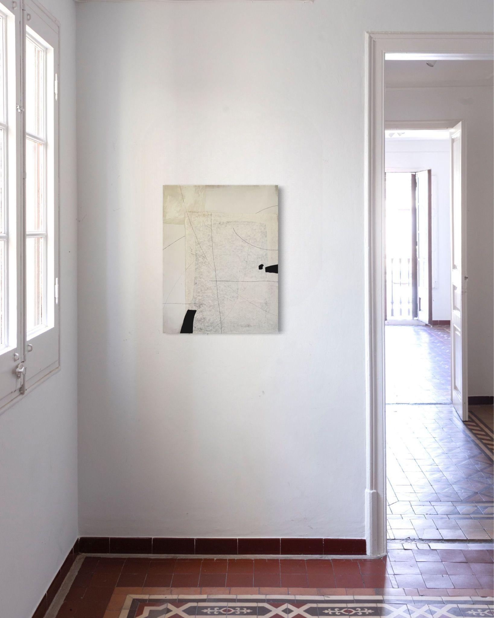 ABSTRACT. Black and white painting by Spanish Artist minimal Untitled 2023 3