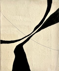 ABSTRACT. Black and white painting by Spanish Artist minimal Untitled 2023