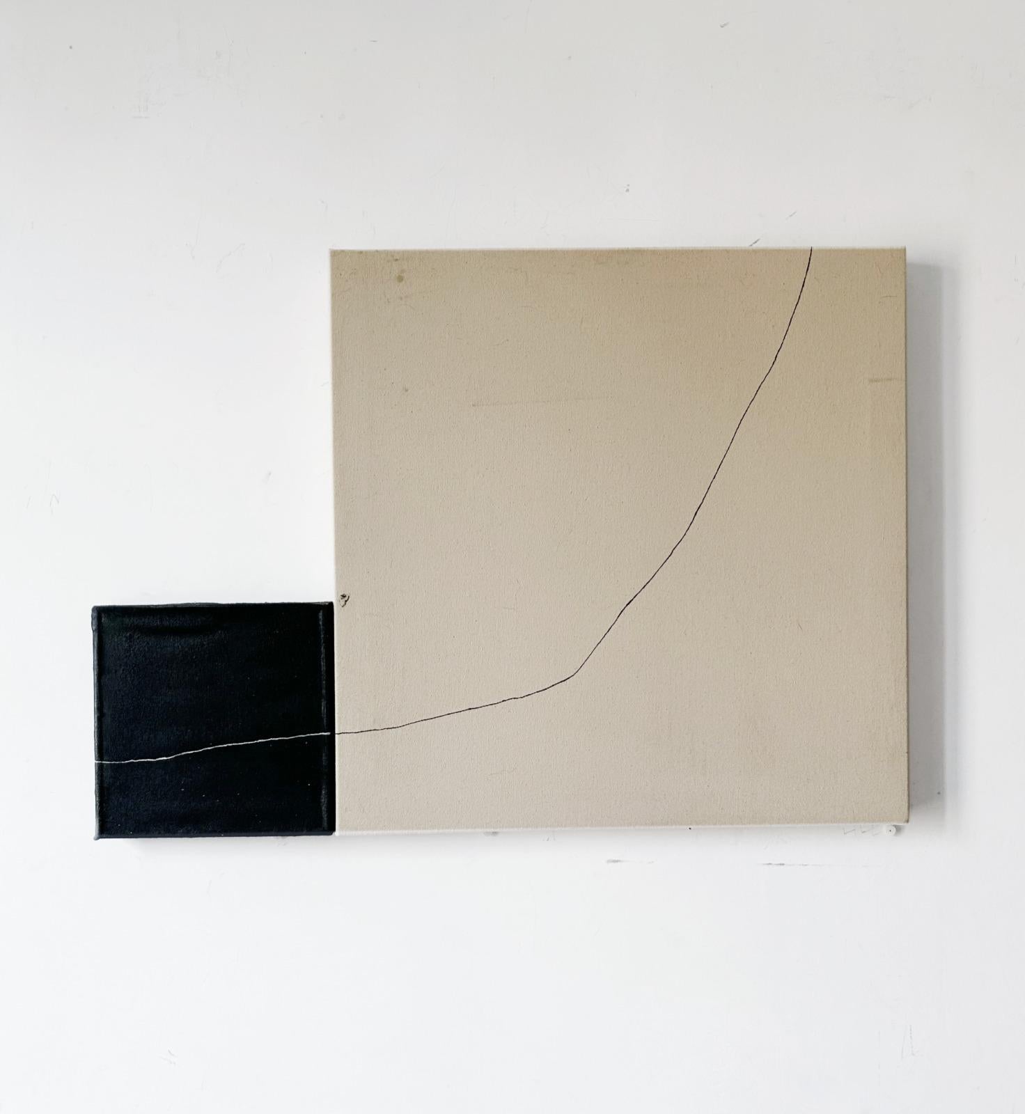 Diptych artwork by Alicia Gimeno, (Barcelona, 1989) Born into a family of engineers where the technical understanding of space was the norm, Gimeno kept her taste for abstraction and added a dose of play and creative freedom. His works —both visual