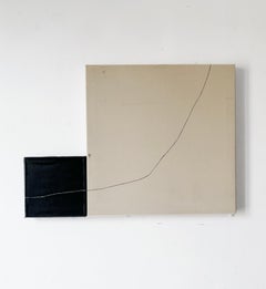 ABSTRACT Diptychon Schwarz-Weiß-Gemälde des spanischen Künstlers, minimalistisch, ohne Titel 2023