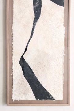 ABSTRACT Diptych Minimalist Handmade Paper Black Sand Tones by Alicia Gimeno