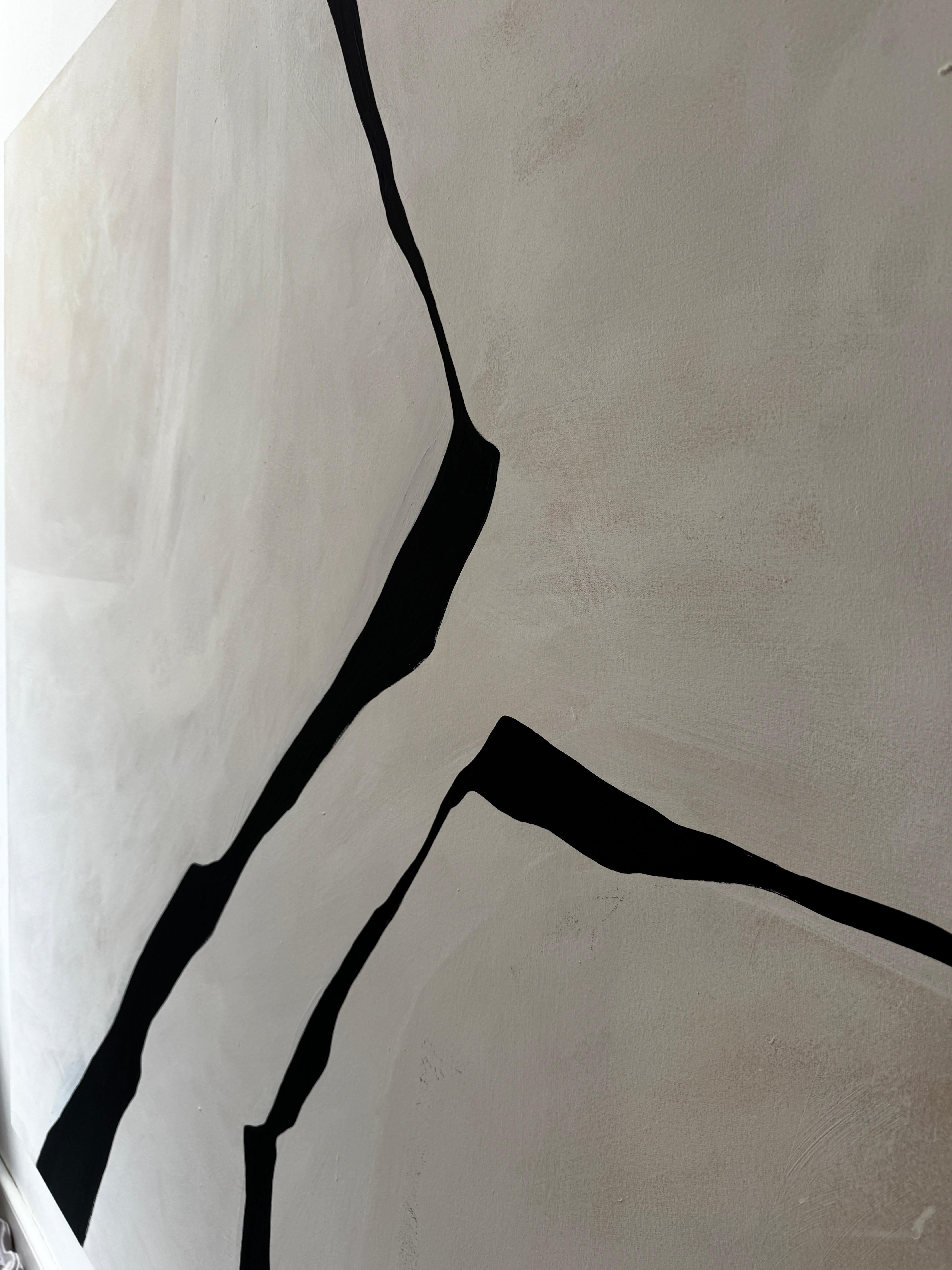 ABSTRACT Terra Toni Linee Nere Pittura Artista spagnola Alicia Gimeno New in vendita 1