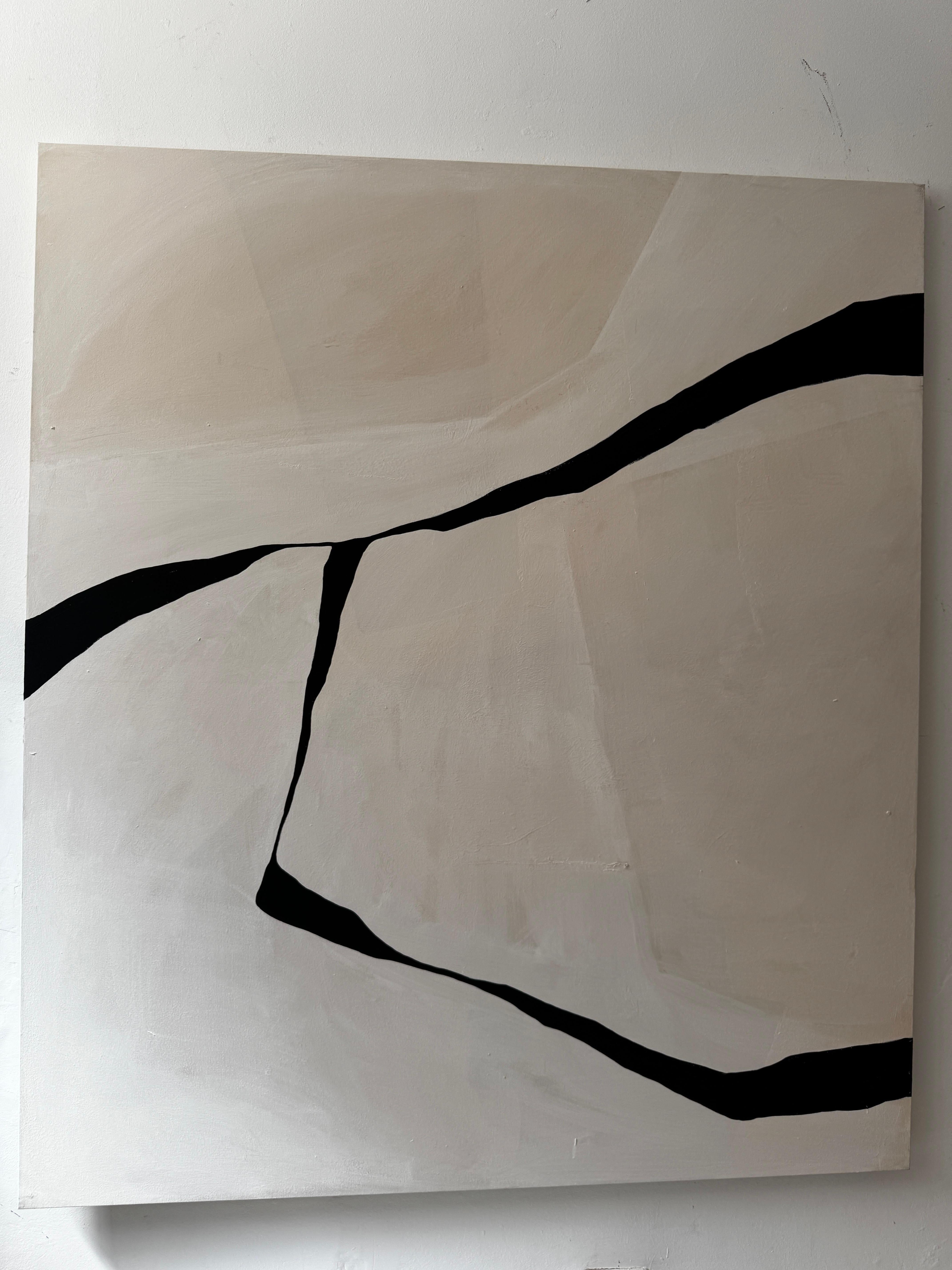 ABSTRACT Terra Toni Linee Nere Pittura Artista spagnola Alicia Gimeno New in vendita 1