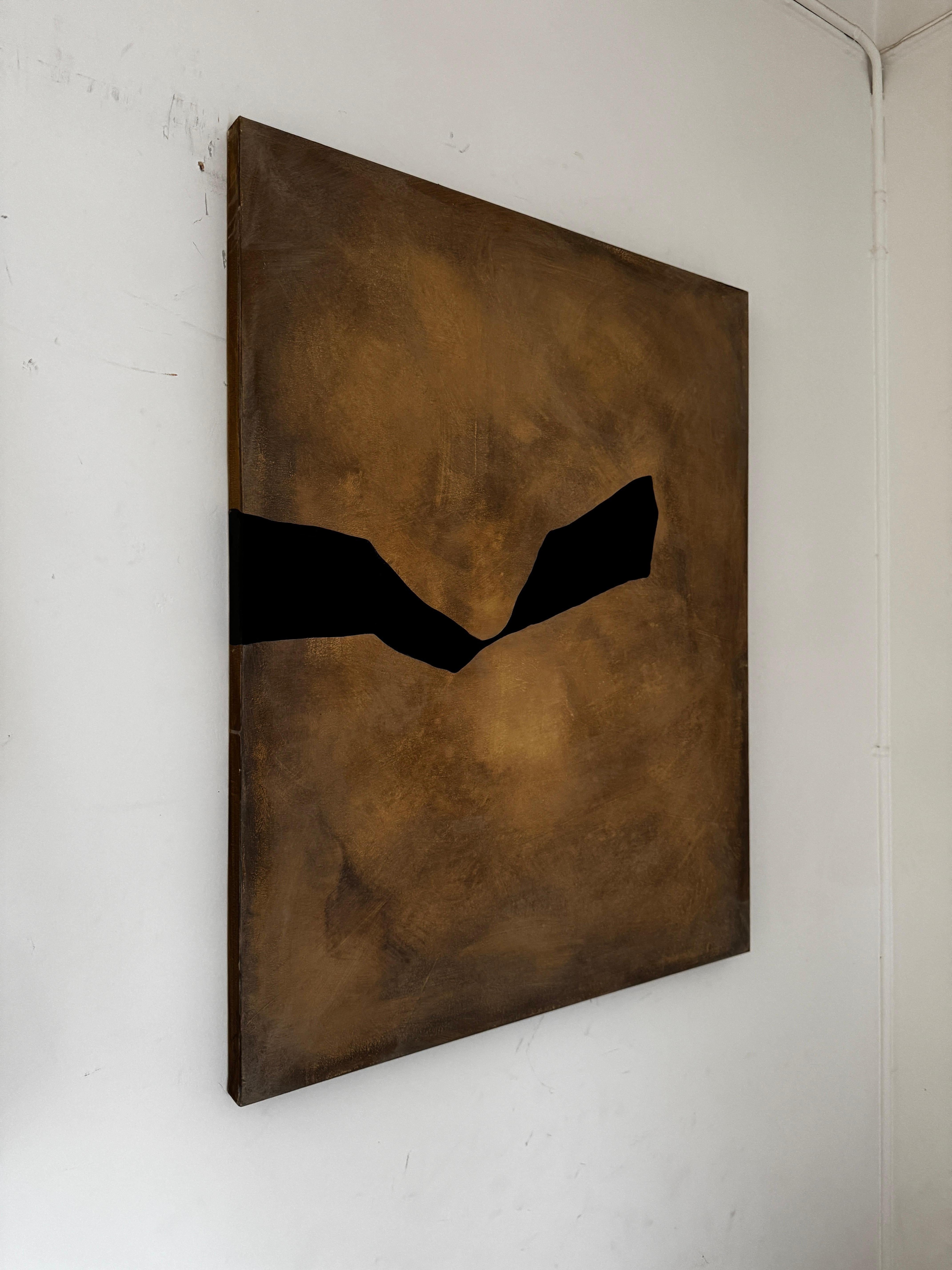 ABSTRACTO Tonos tierra Líneas negras Pintura Artista española Alicia Gimeno Nuevo en venta 2