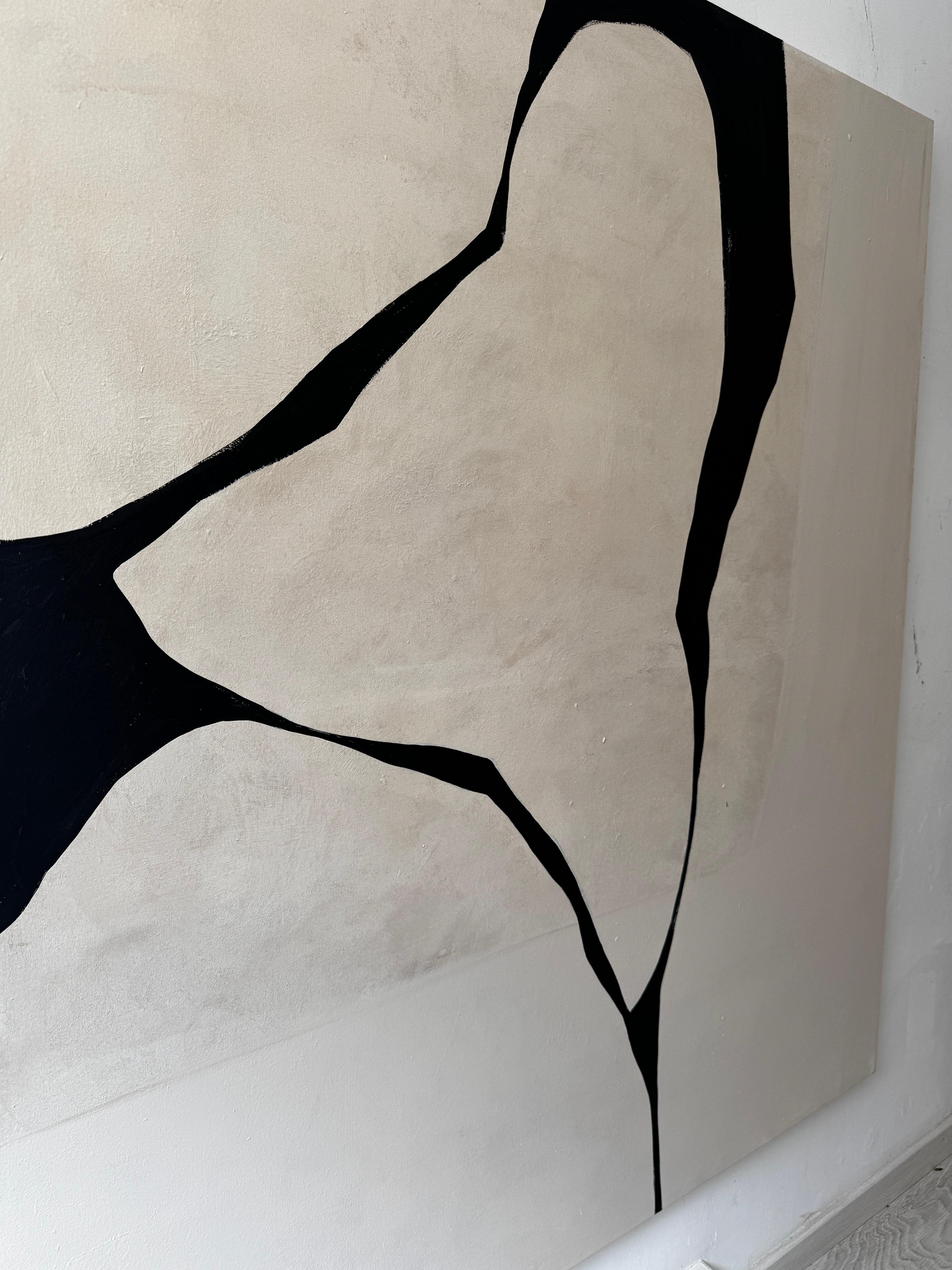 ABSTRACT Terra Toni Linee Nere Pittura Artista spagnola Alicia Gimeno New in vendita 2