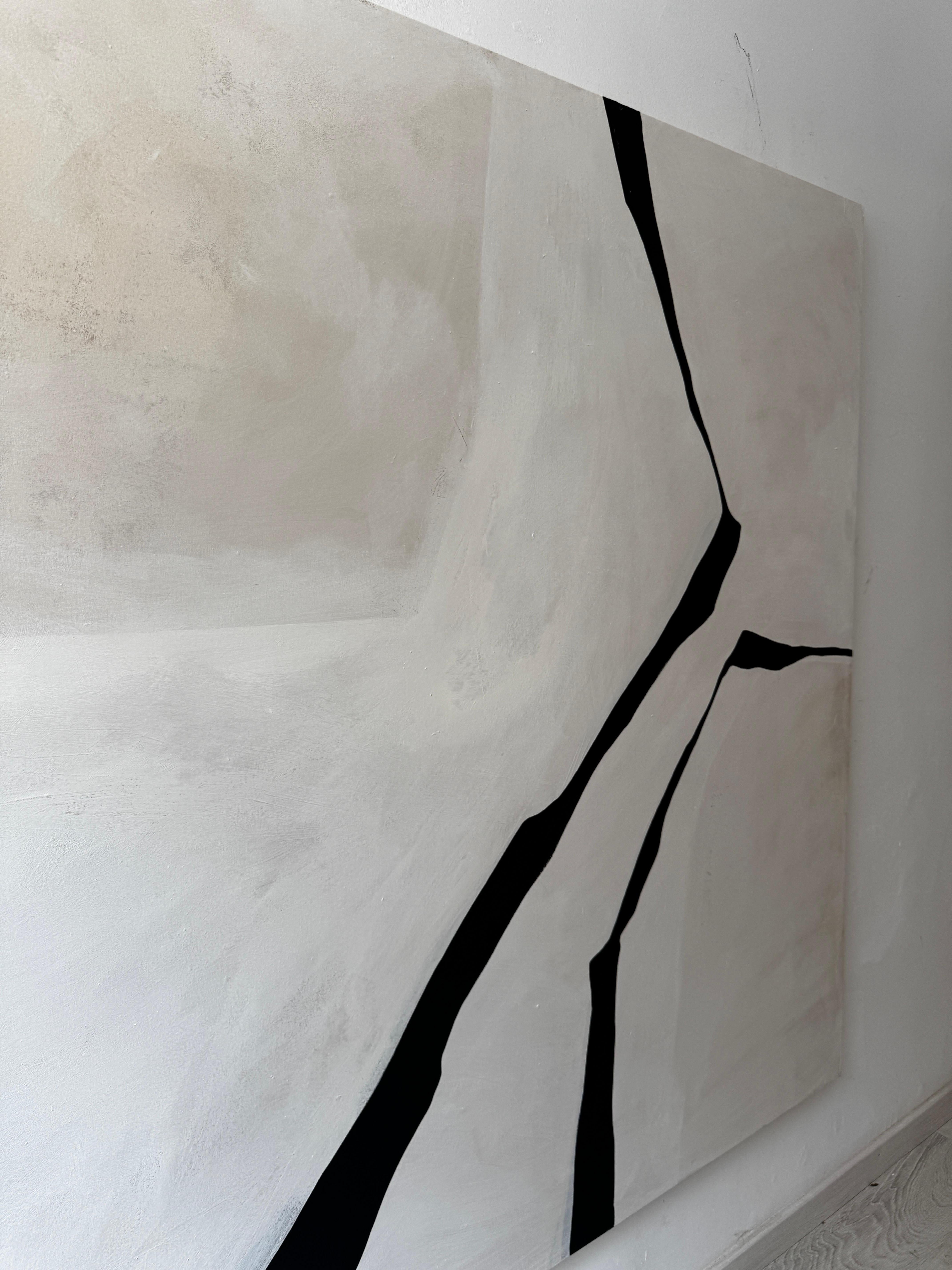 ABSTRACT Terra Toni Linee Nere Pittura Artista spagnola Alicia Gimeno New in vendita 3