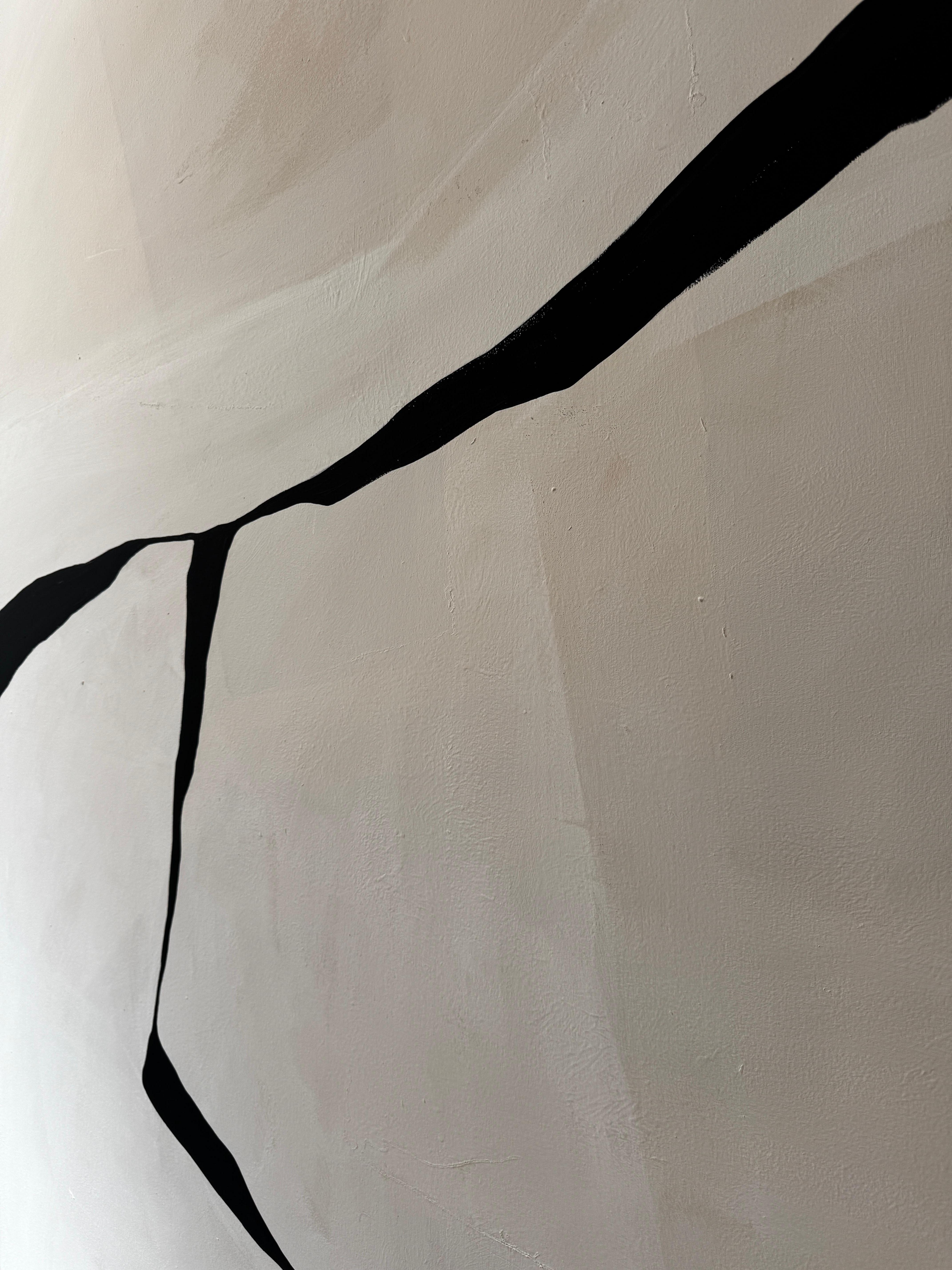 ABSTRACT Terra Toni Linee Nere Pittura Artista spagnola Alicia Gimeno New in vendita 3