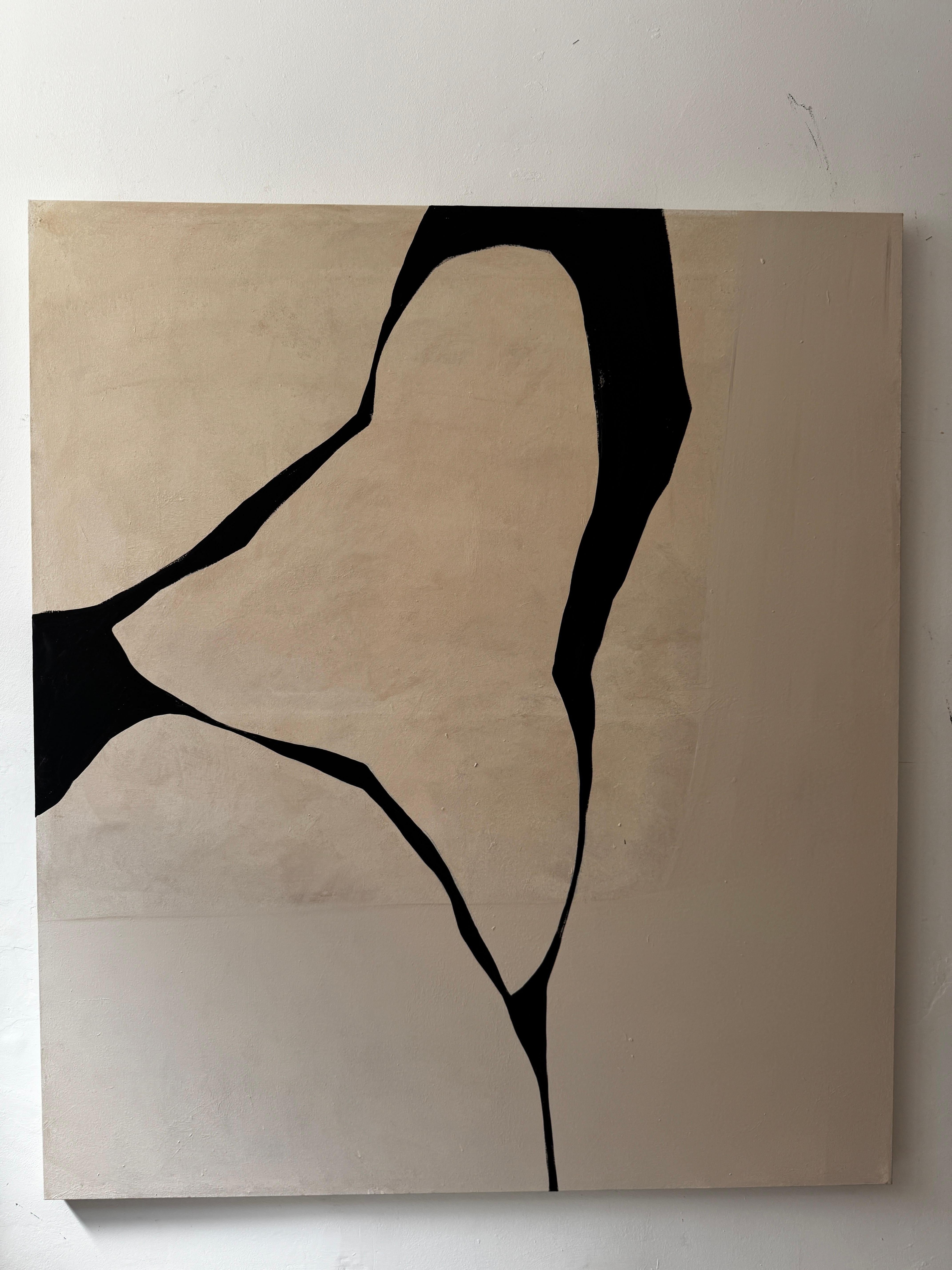 ABSTRACT Terra Toni Linee Nere Pittura Artista spagnola Alicia Gimeno New in vendita 3