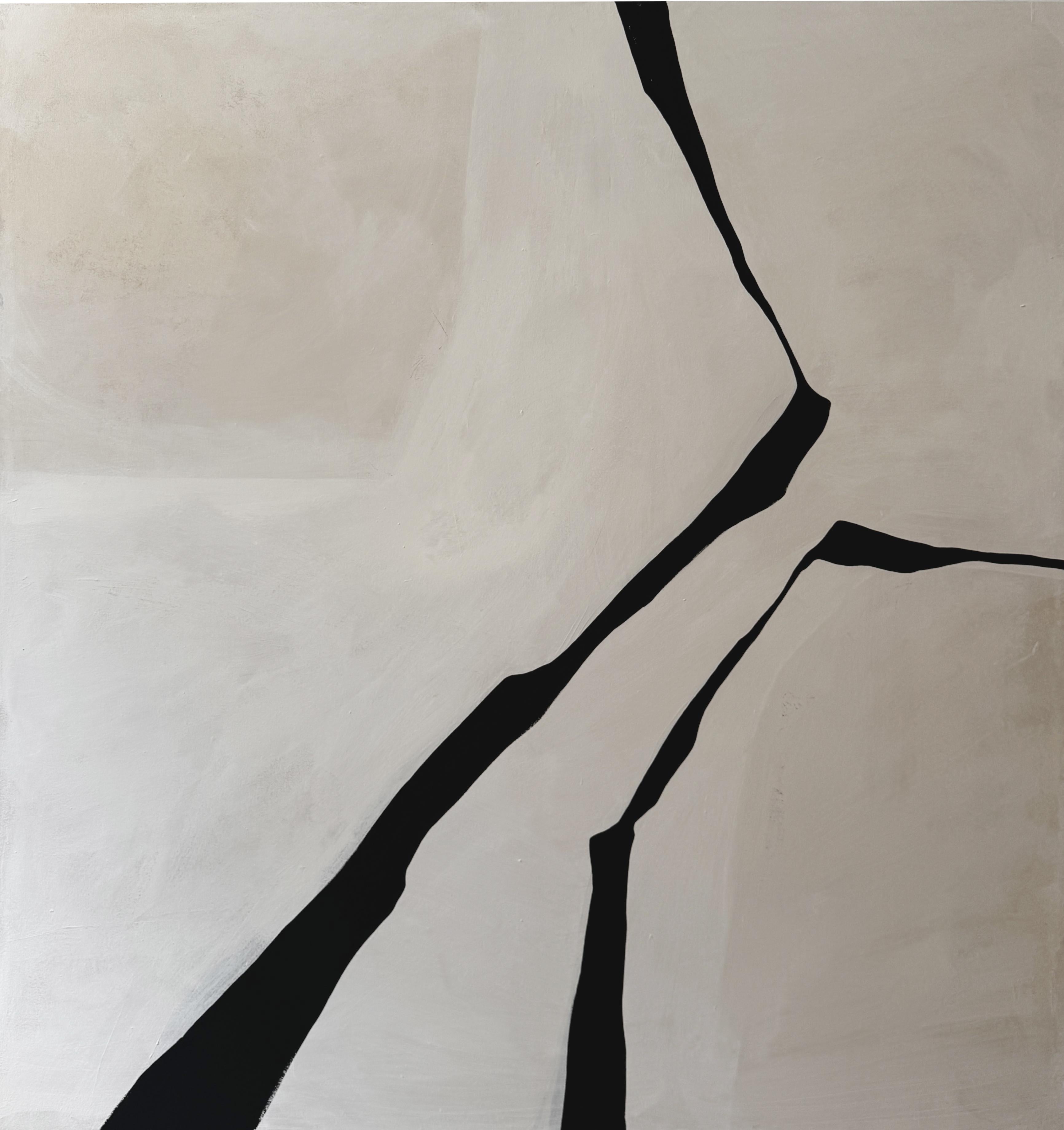 ABSTRACT Terra Toni Linee Nere Pittura Artista spagnola Alicia Gimeno New in vendita 4