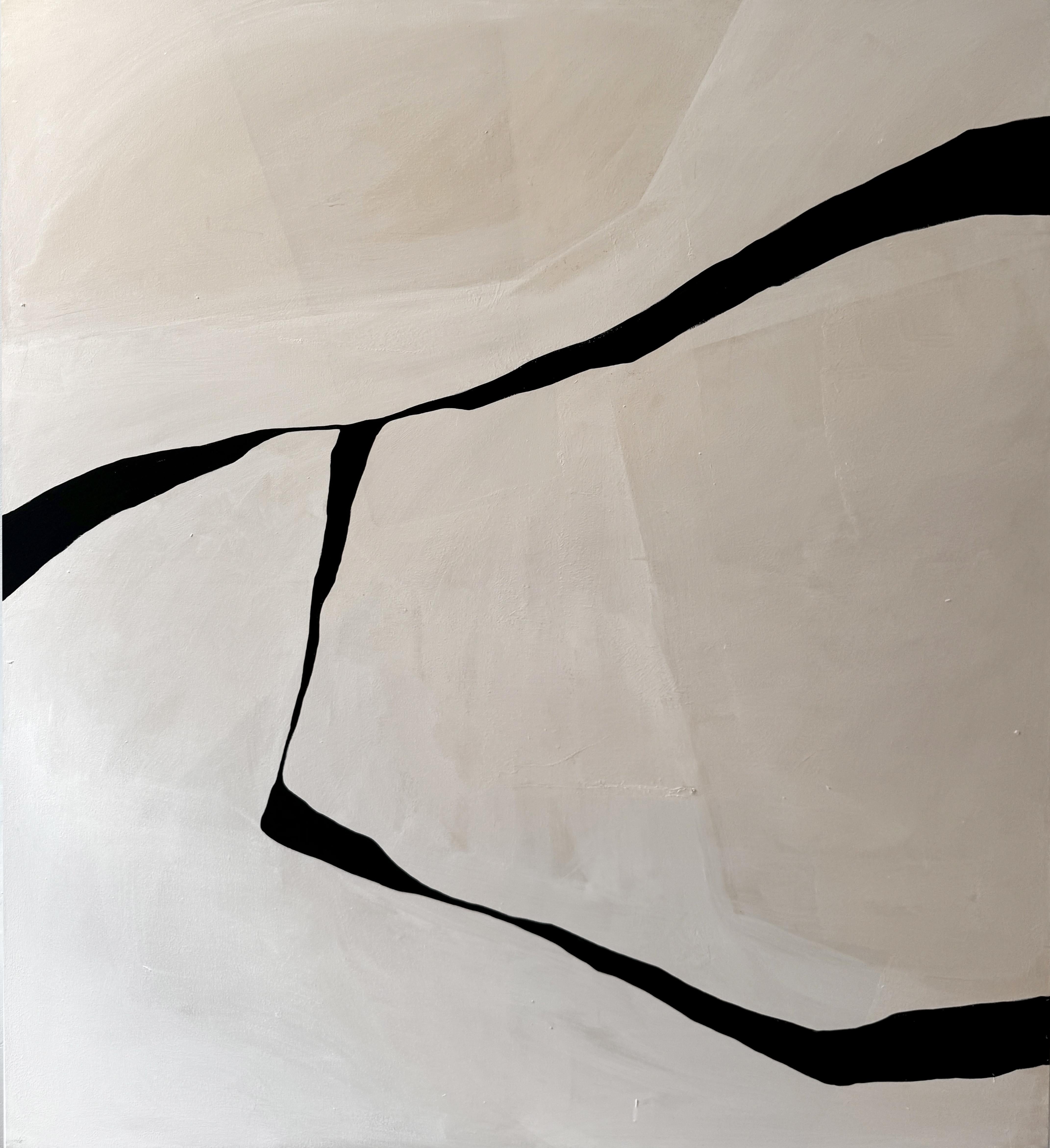 ABSTRACT Terra Toni Linee Nere Pittura Artista spagnola Alicia Gimeno New in vendita 4