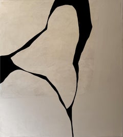 ABSTRACT Terra Toni Linee Nere Pittura Artista spagnola Alicia Gimeno New
