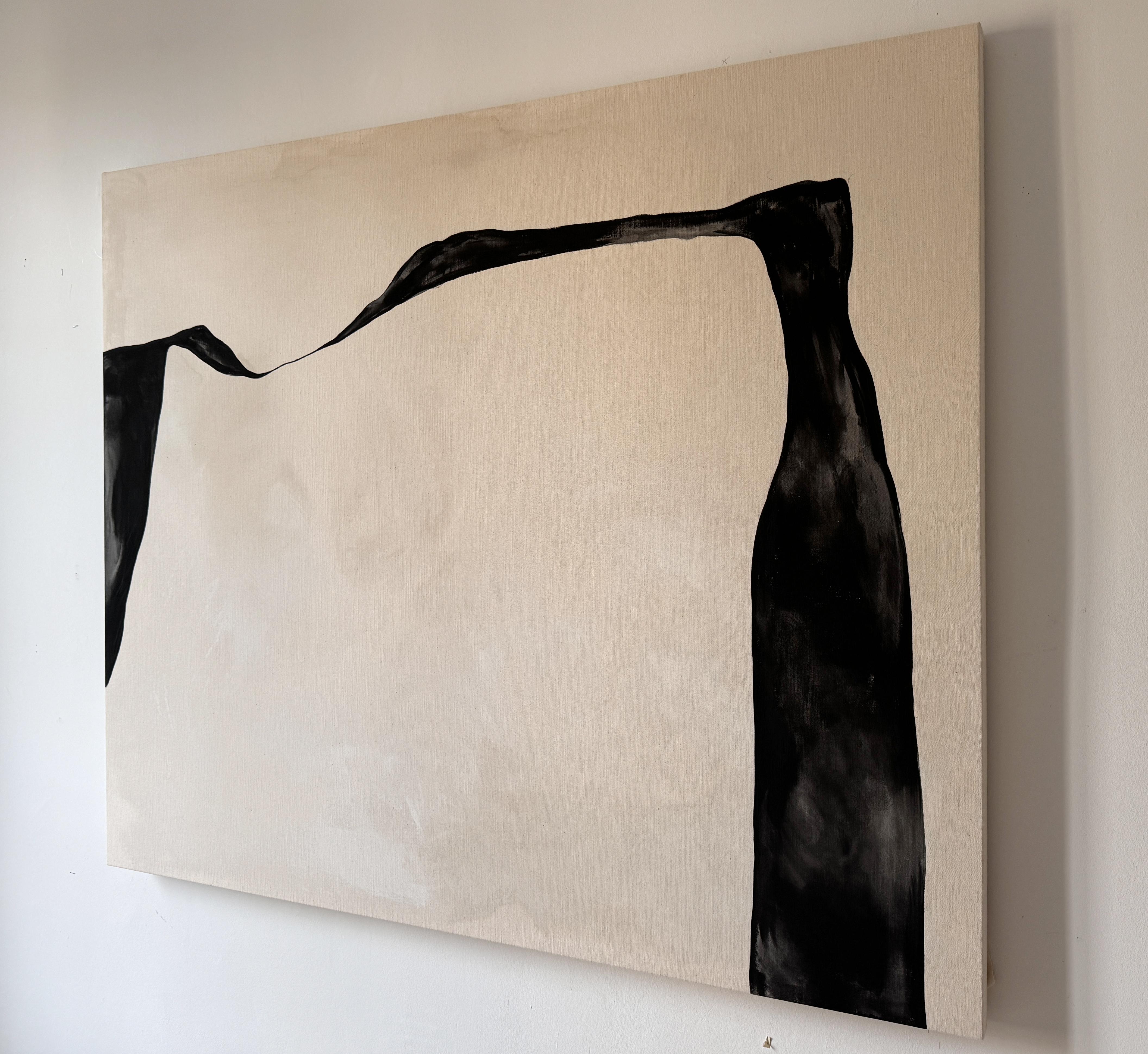 ABSTRACT Minimalismo Linee Pittura  L'artista spagnola Alicia Gimeno Black in vendita 3