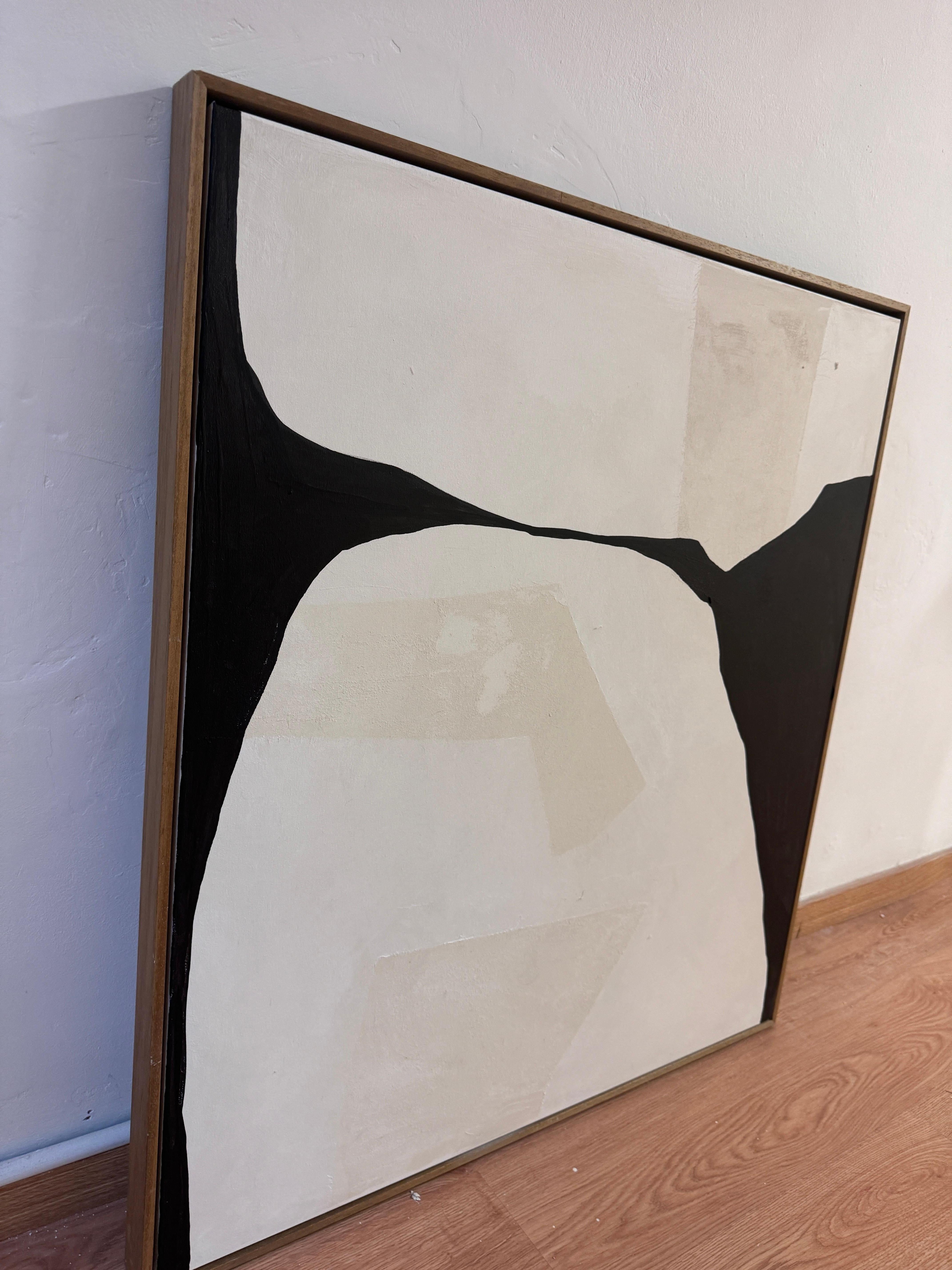 ABSTRACTO Minimalismo Pintura Textil Artista Española Alicia Gimeno Negro 1