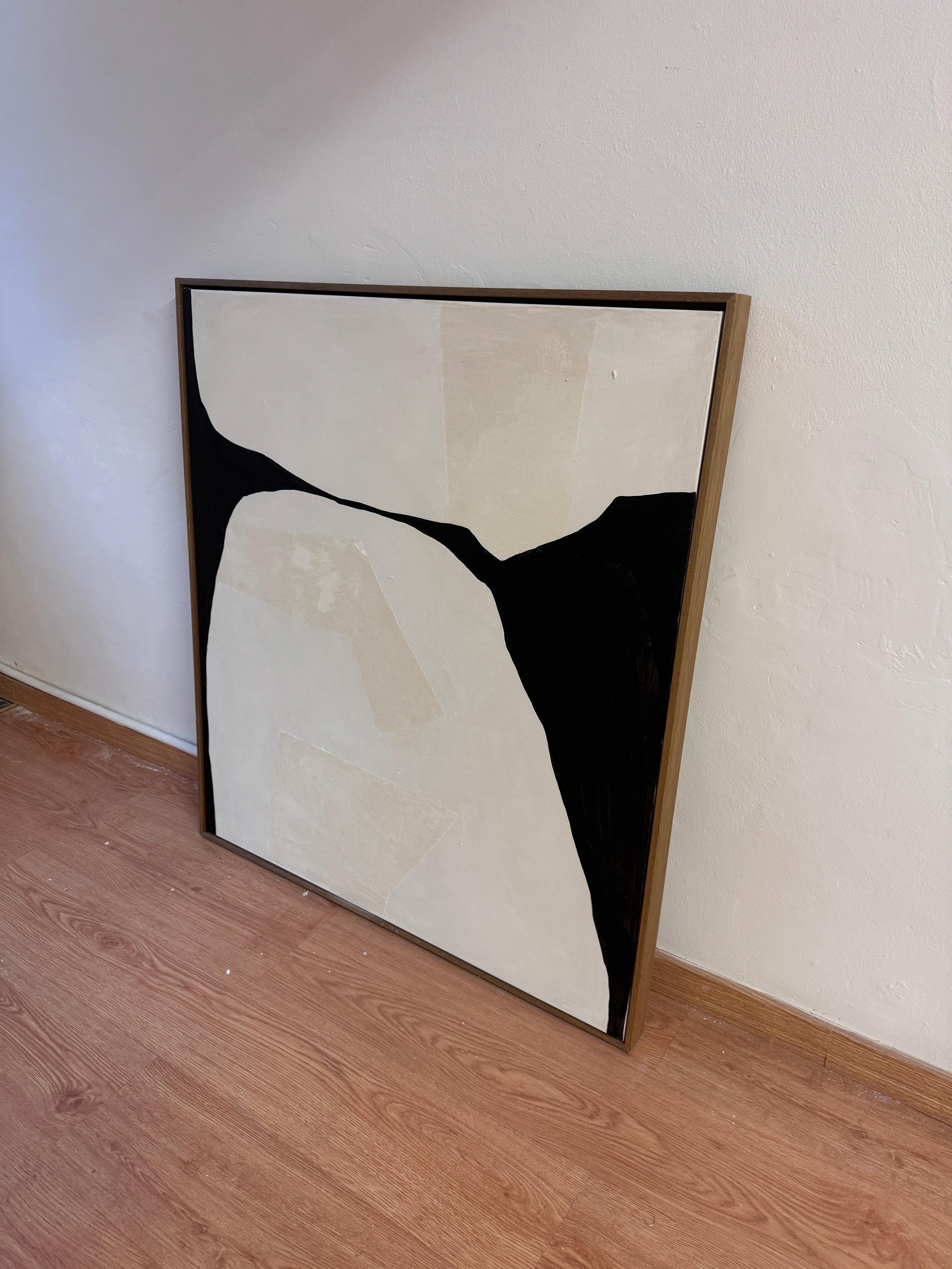ABSTRACTO Minimalismo Pintura Textil Artista Española Alicia Gimeno Negro 3