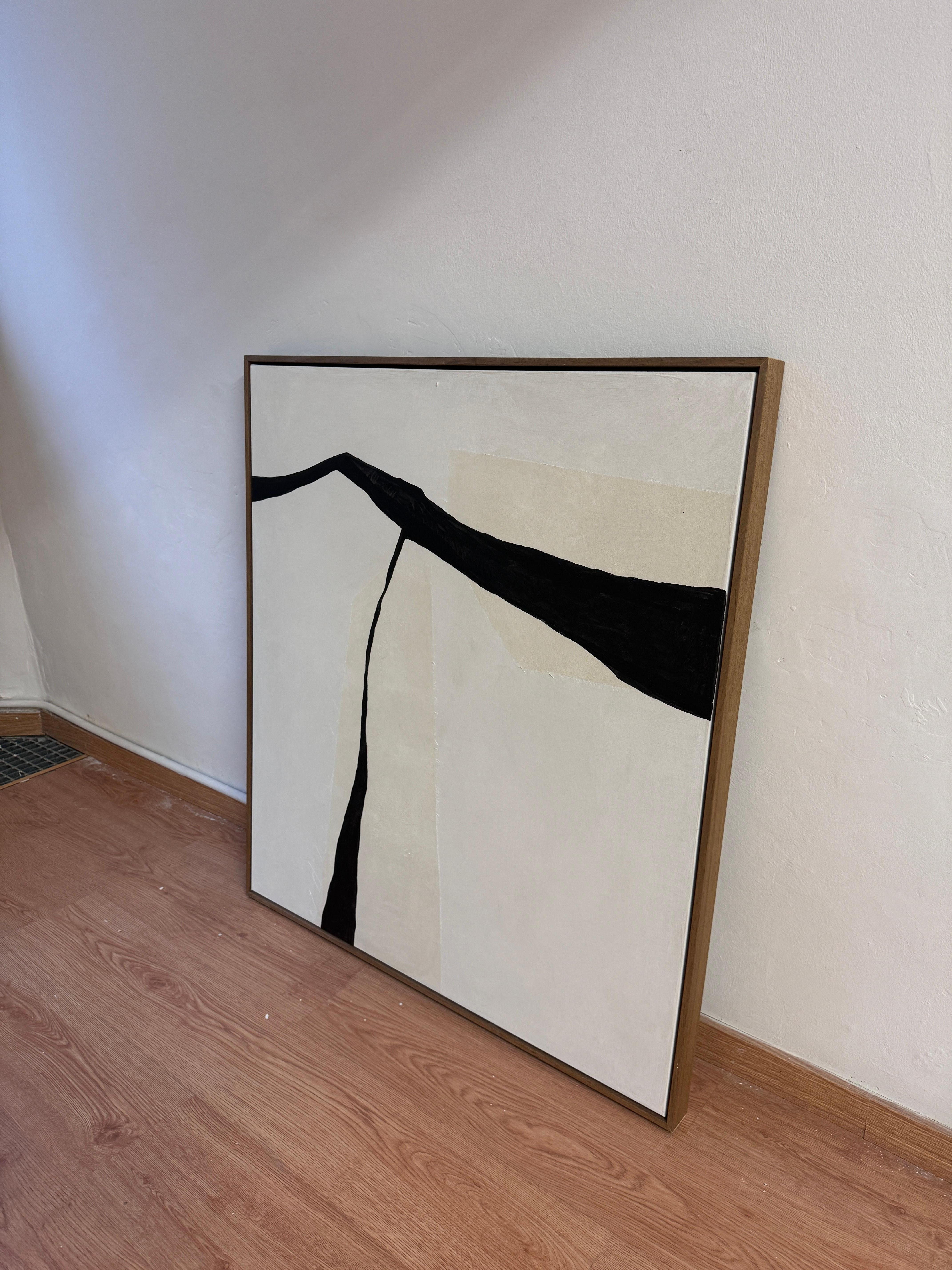 ABSTRACT Minimalism Painting Textil Spanish Artist Alicia Gimeno Black For Sale 4