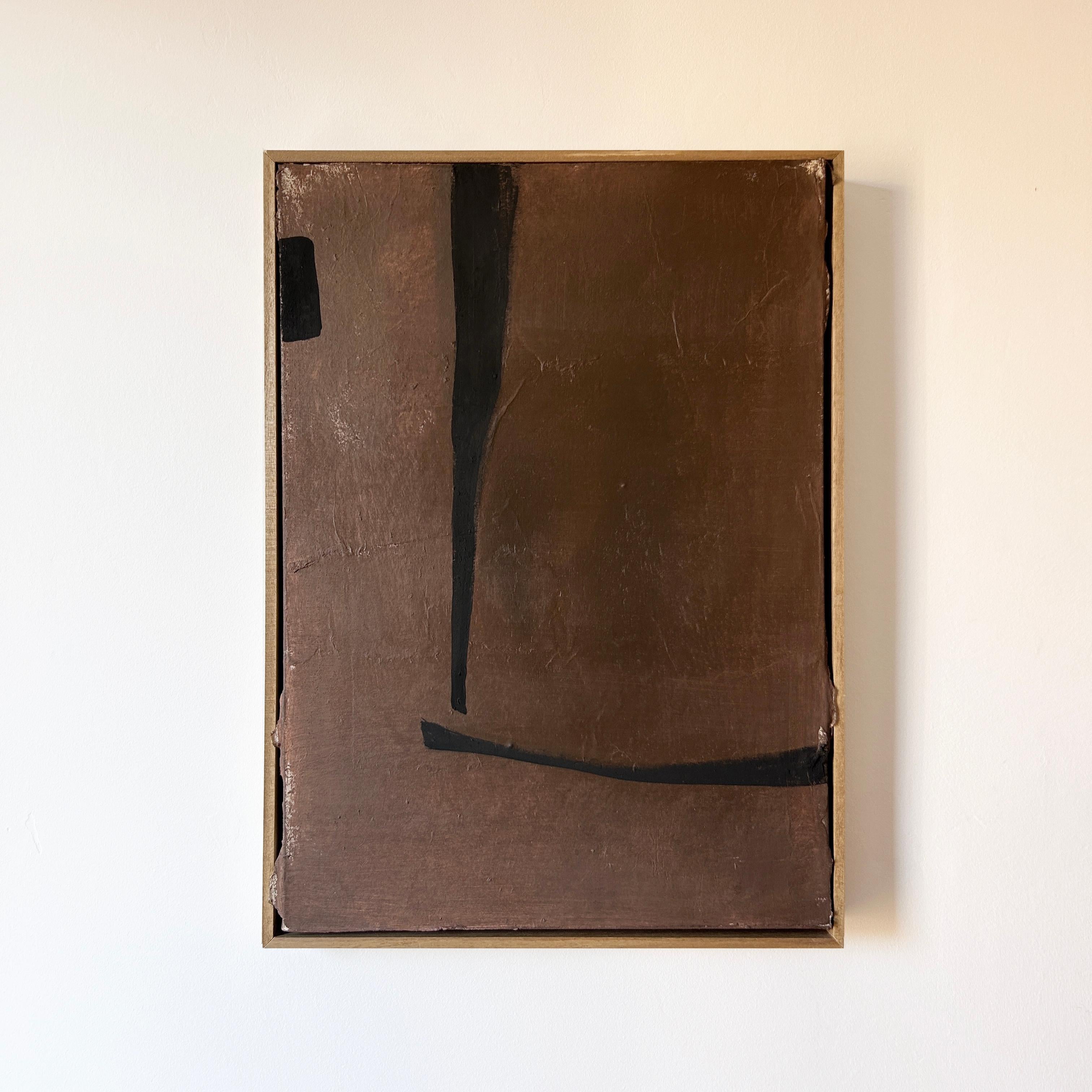 ABSTRACT Painting Black Brown Line Texture Spanish Artist Alicia Gimeno 2024 NEW en vente 5
