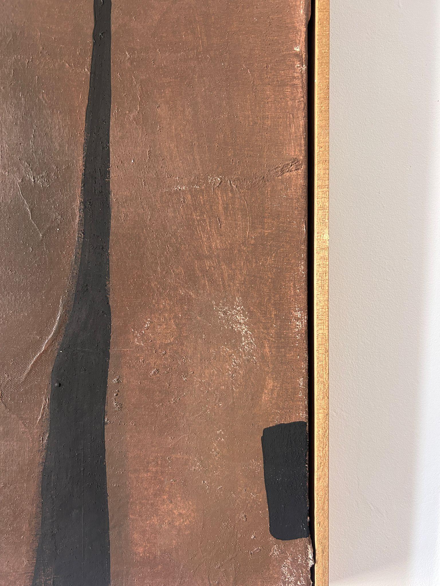 ABSTRACT Painting Black Brown Line Texture Spanish Artist Alicia Gimeno 2024 NEW en vente 1