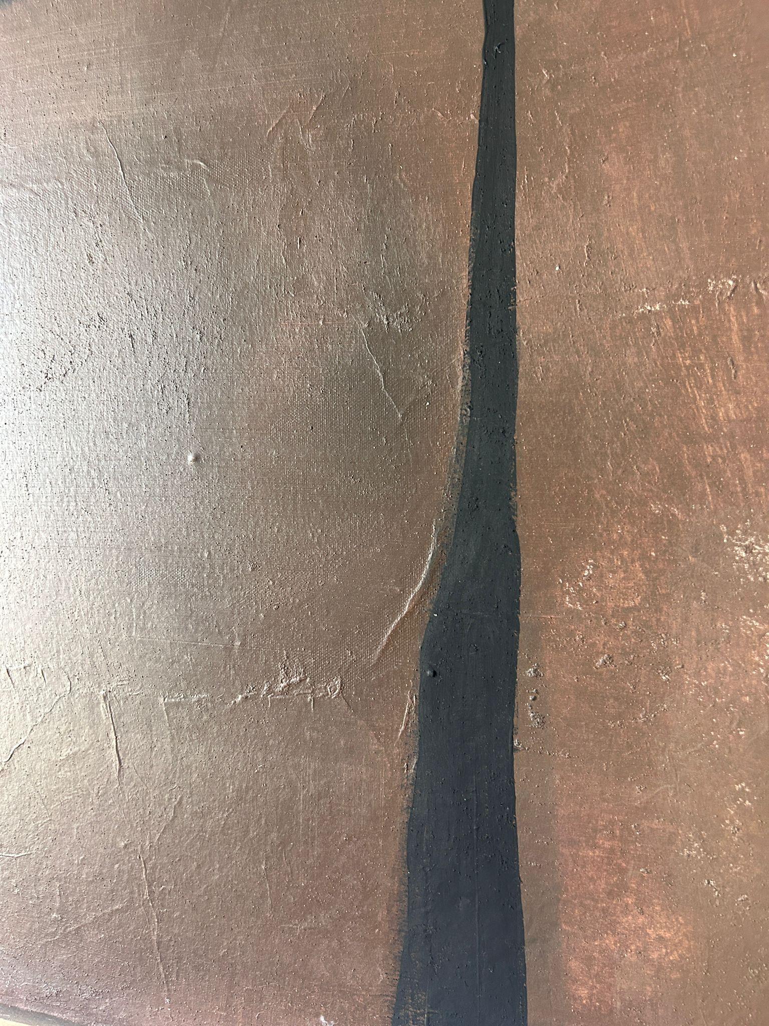 ABSTRACT Painting Black Brown Line Texture Spanish Artist Alicia Gimeno 2024 NEW en vente 2