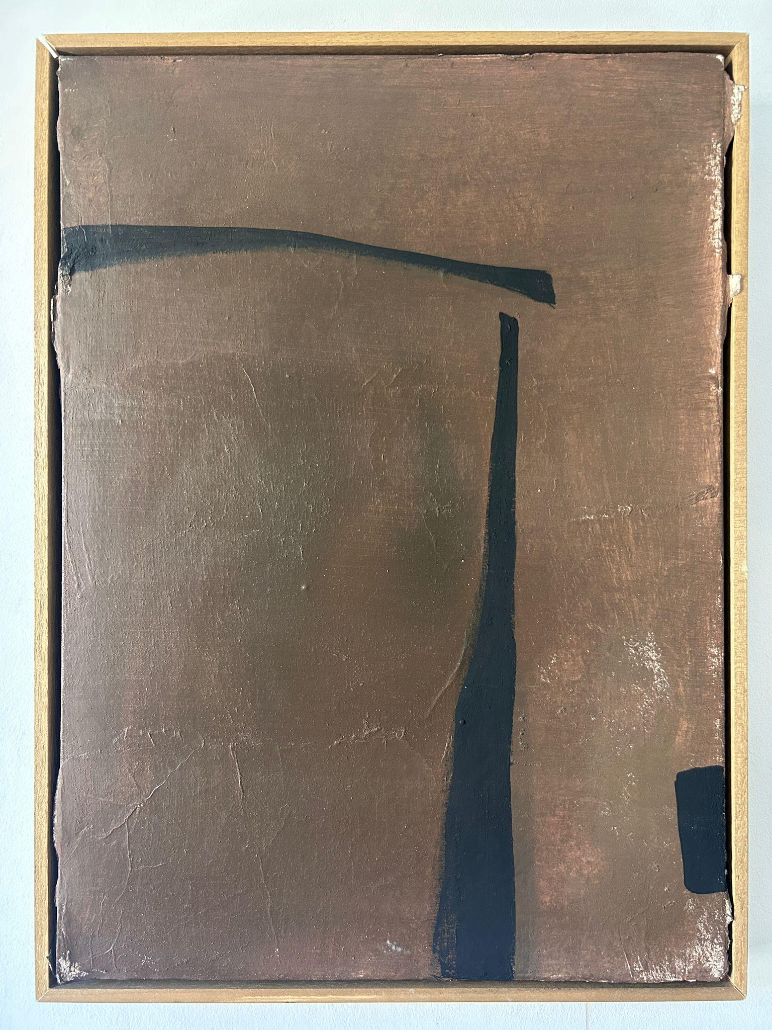 ABSTRACT Painting Black Brown Line Texture Spanish Artist Alicia Gimeno 2024 NEW en vente 4