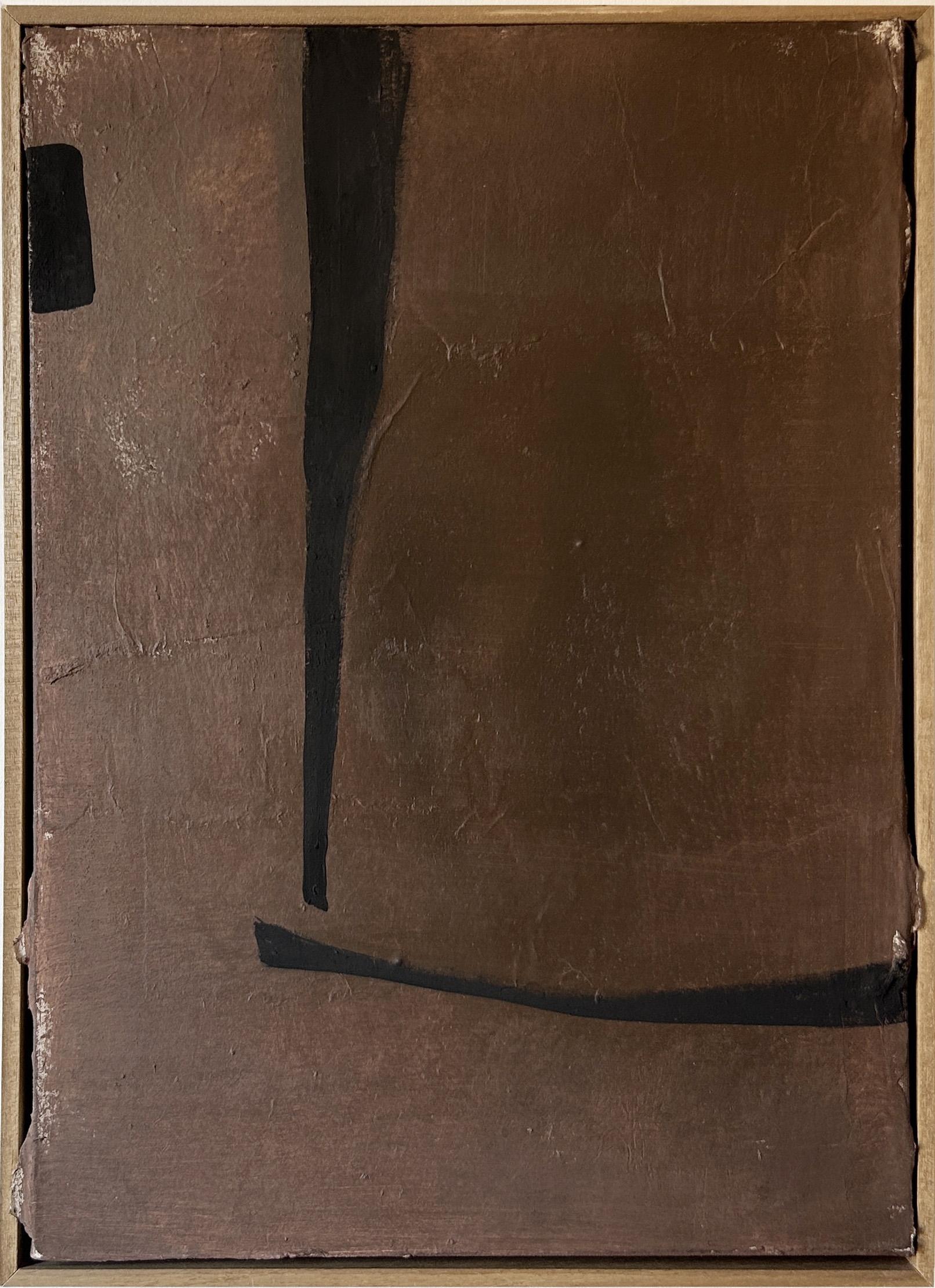 ABSTRACT Painting Black Brown Line Texture Spanish Artist Alicia Gimeno 2024 NEW