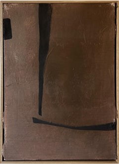 ABSTRACT Painting Black Brown Line Texture Spanish Artist Alicia Gimeno 2024 NEW