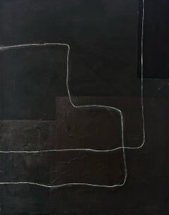 ABSTRACT, Gemälde in schwarzer Farbe, spanische Künstlerin Alicia Gimeno, 2024
