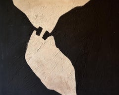 Peinture abstraite, formes noires, texture, artiste espagnole Alicia Gimeno 2024, neuve