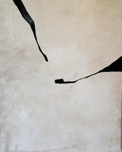 Peinture abstraite, formes noires, texture, artiste espagnole Alicia Gimeno 2024, neuve