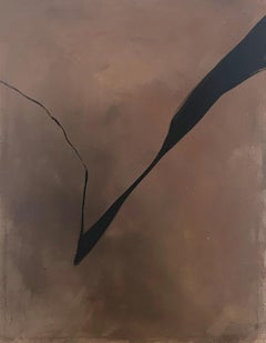 Peinture abstraite noire lignes de lave de l'artiste espagnole Alicia Gimeno 2024 
