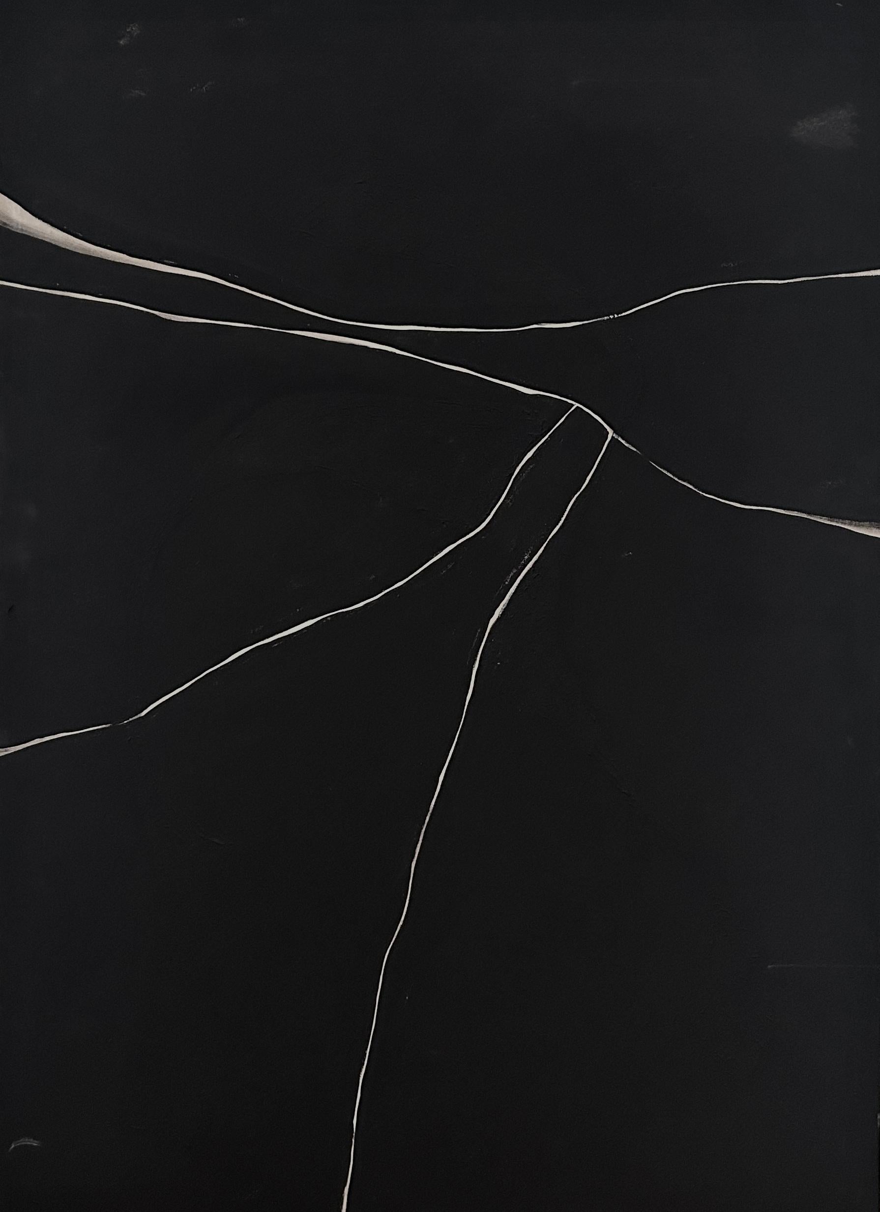 ABSTRACTO Pintura Lienzo Textura Negra Líneas Artista Española Alicia Gimeno en venta 1