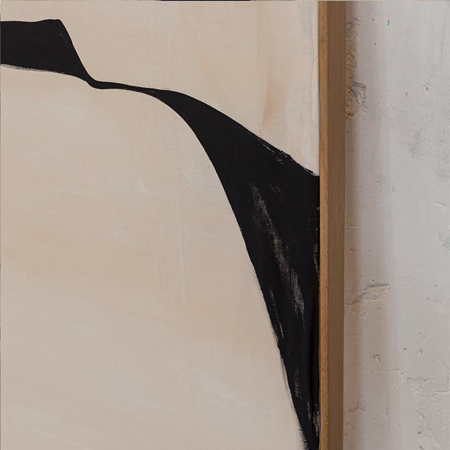 ABSTRACT Gemälde mit schwarzen Linien, Leinwand der spanischen Künstlerin Alicia Gimeno 2024  im Angebot 1