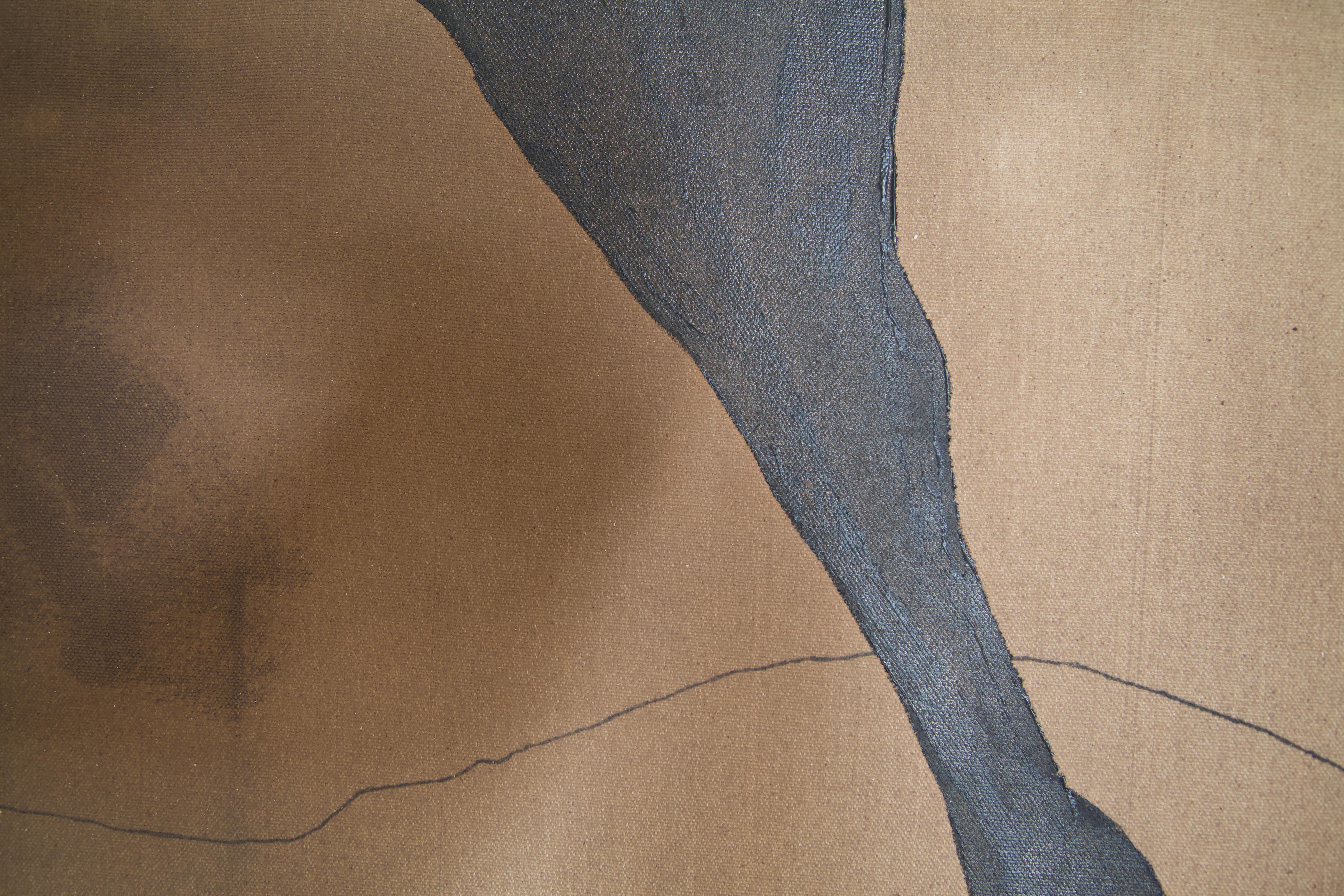 ABSTRACT Malerei Braune Linien Textur Spanische Künstlerin Alicia Gimeno 2024 NEW im Angebot 3