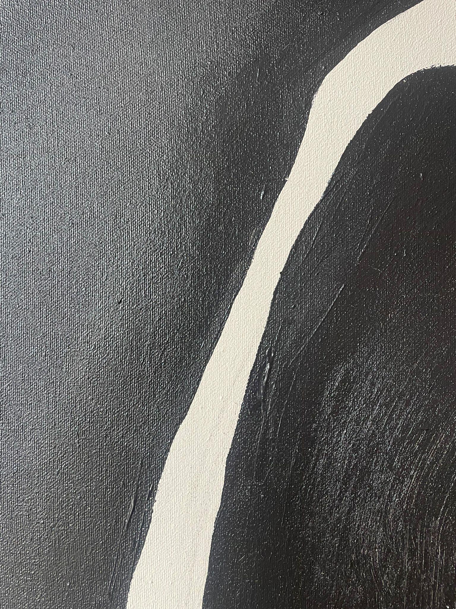 ABSTRACT Painting Spanish Black and White Lines Artist Alicia Gimeno 2023 For Sale 3