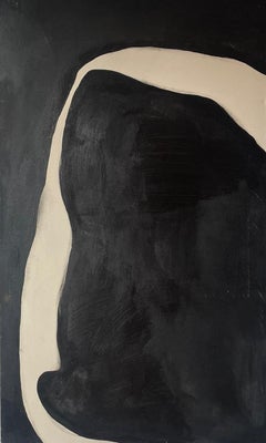 ABSTRACT Gemälde Spanische Schwarz-Weiß-Linien der Künstlerin Alicia Gimeno 2023, ABSTRACT