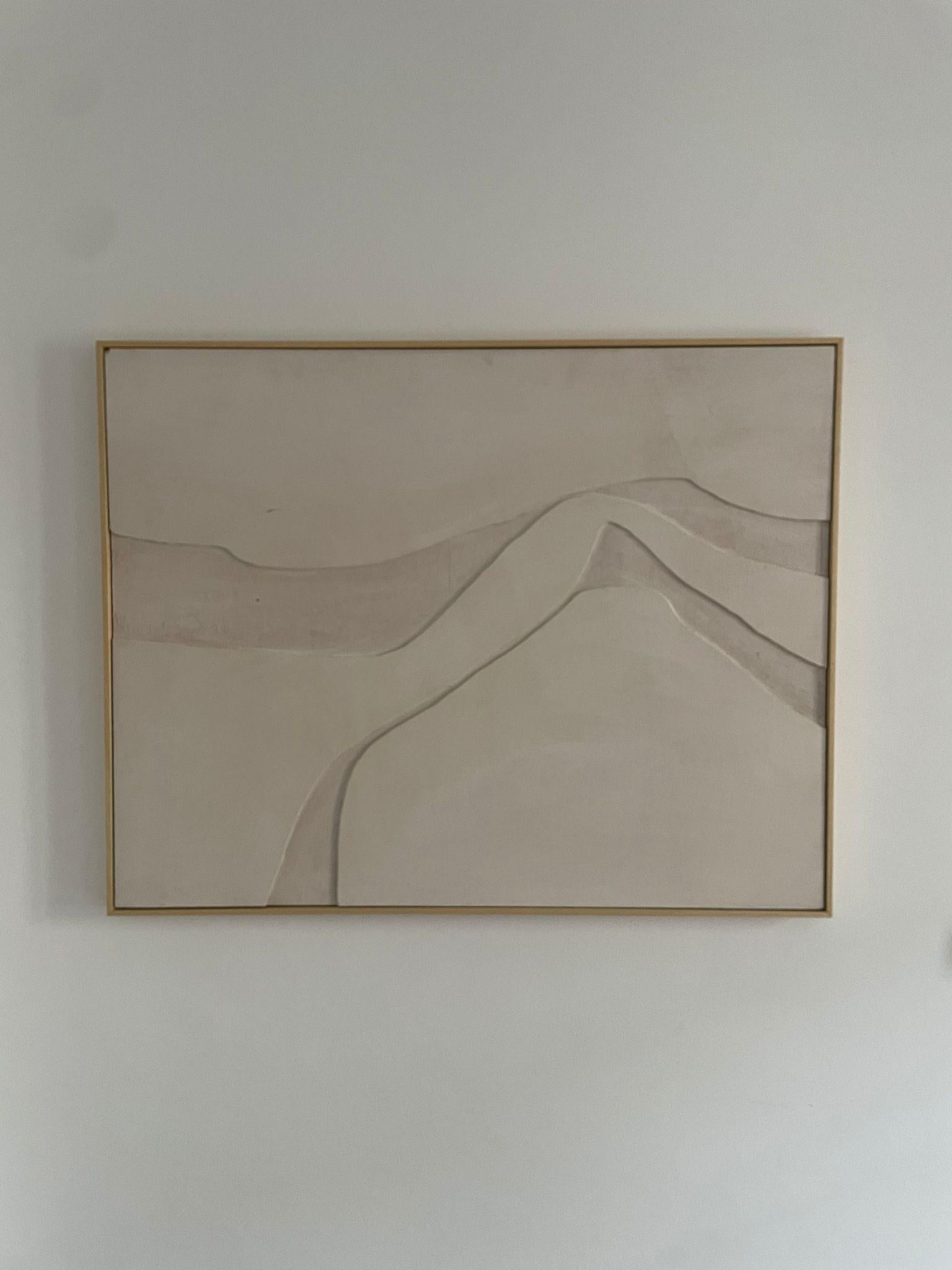 ABSTRACT, Gemälde mit weißen Linien, Holztafel der spanischen Künstlerin Alicia Gimeno, 2024  im Angebot 1